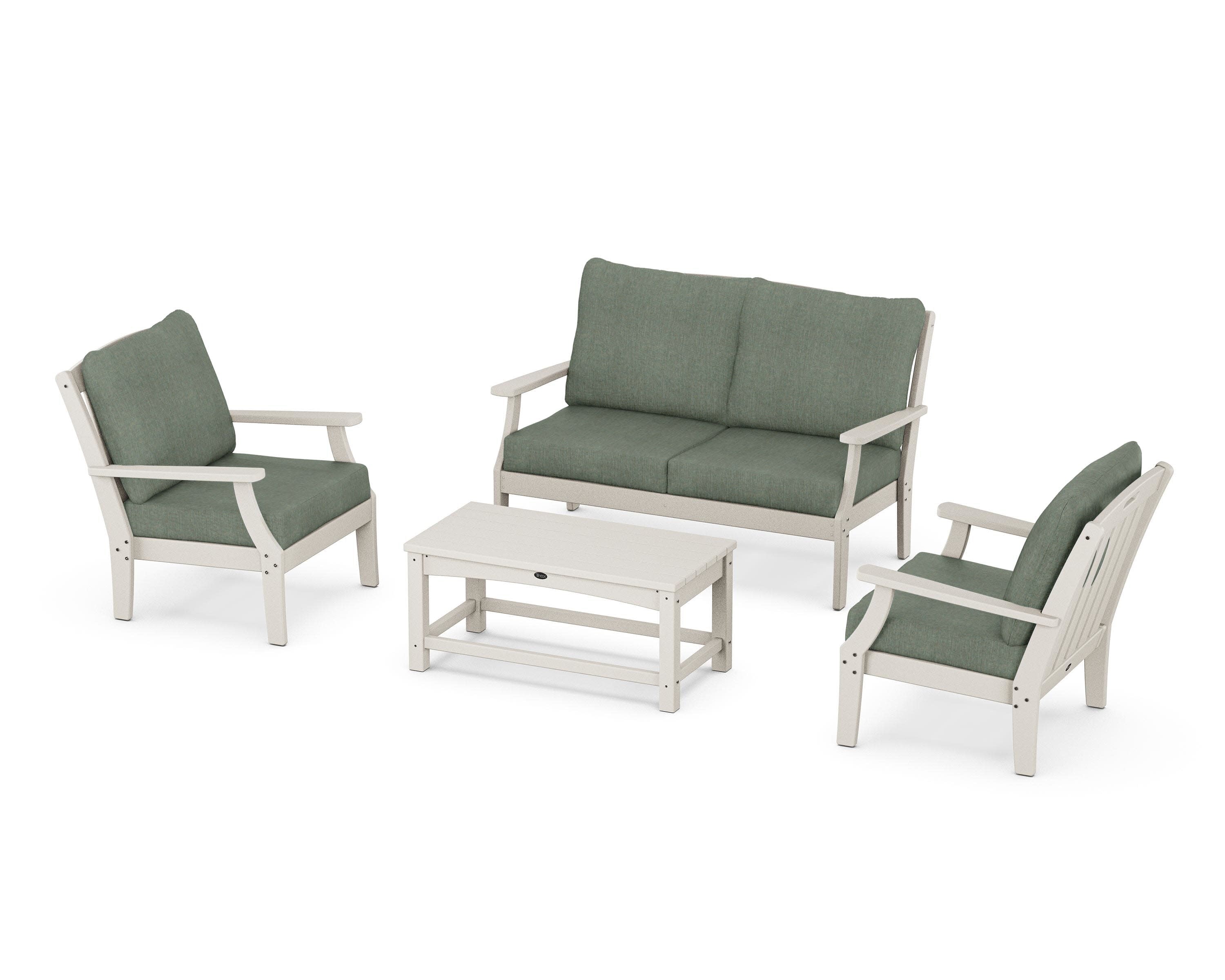 Yacht Club 4-Piece Deep Seating Chair Set in Sand Castle / Cast Sage