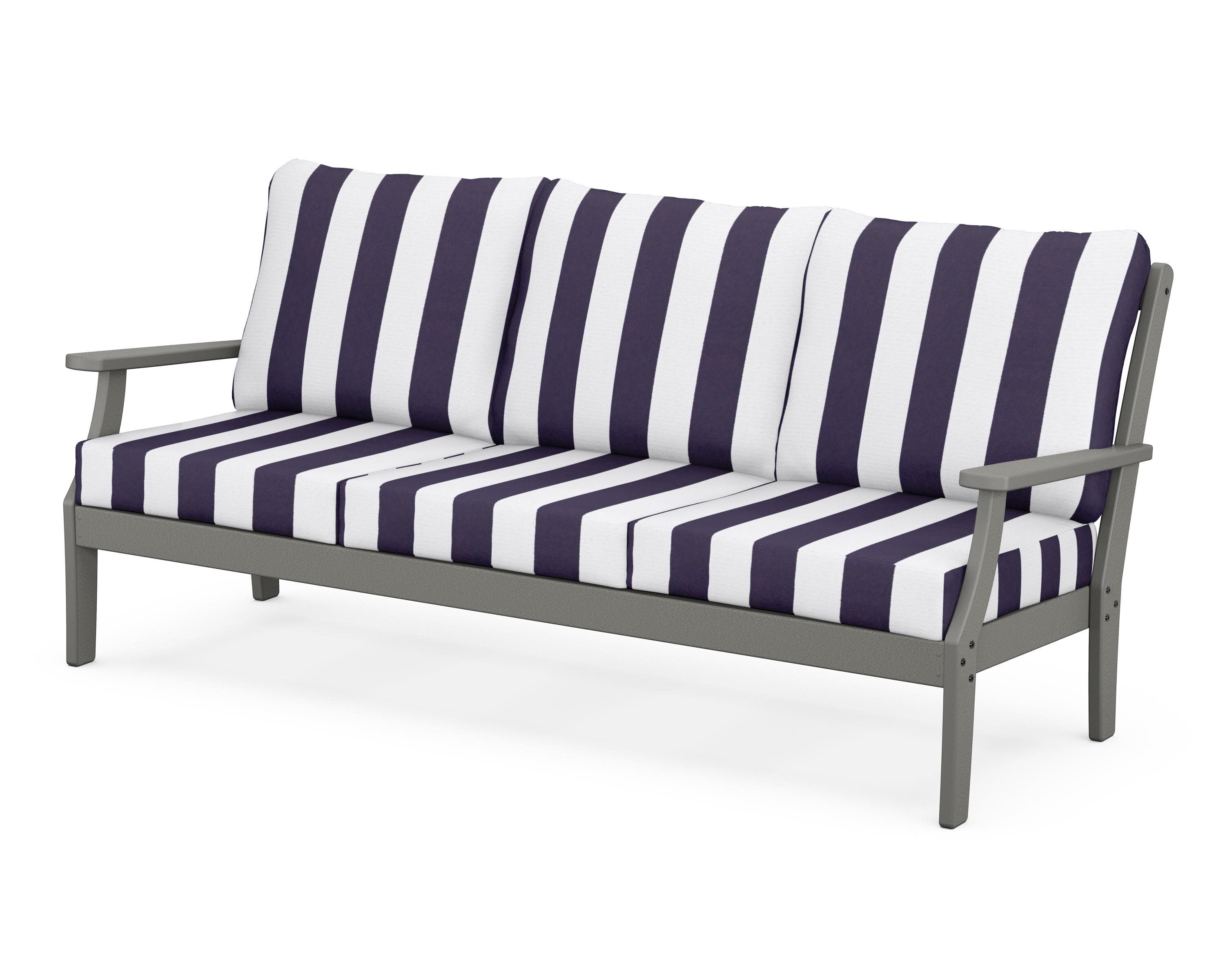 Yacht Club Deep Seating Sofa in Stepping Stone / Cabana Stripe Navy