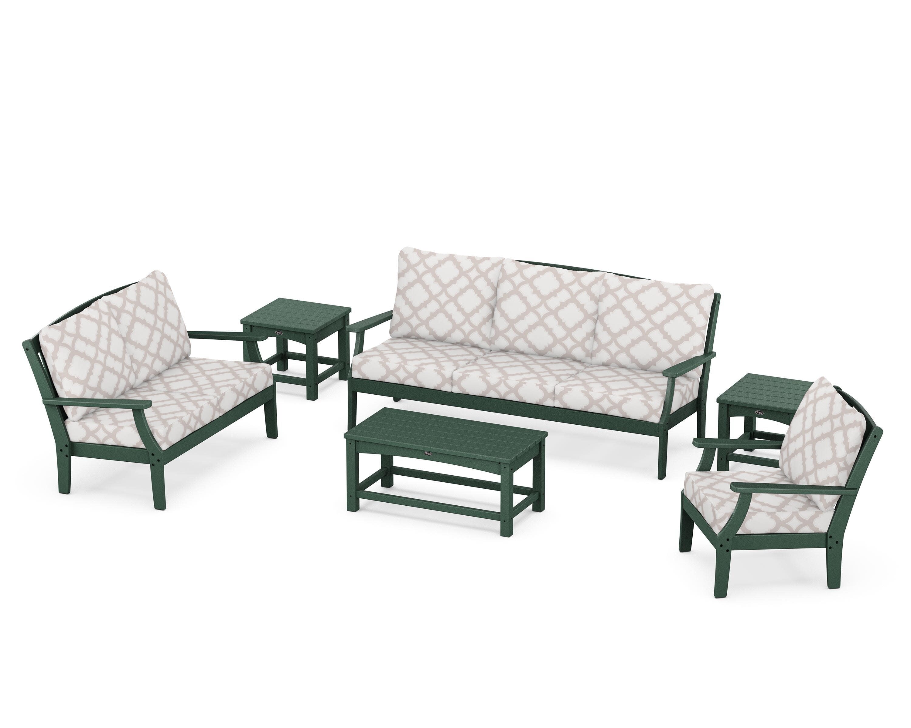Yacht Club 6-Piece Deep Seating Set in Rainforest Canopy / Trellis Dune Burlap
