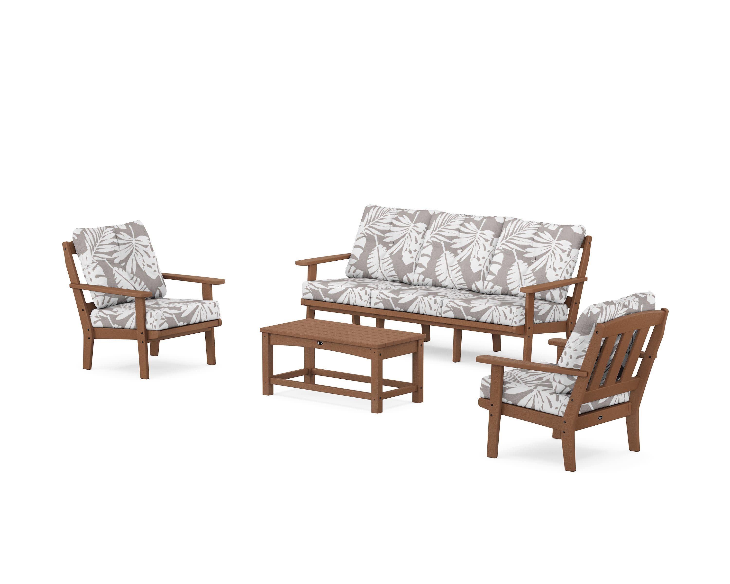 Cape Cod 4-Piece Deep Seating Set with Sofa in Tree House / Leaf Grey Mist