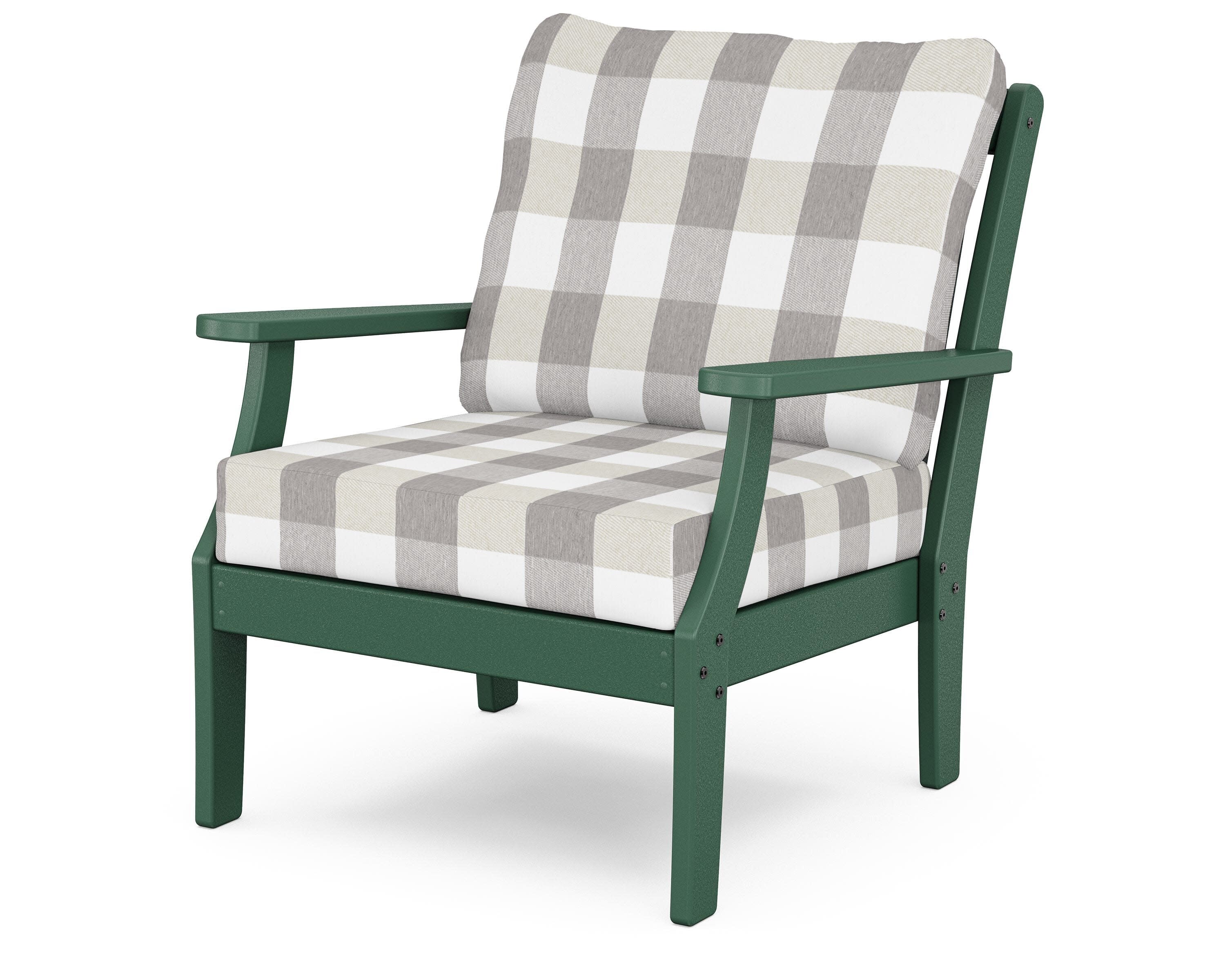 Yacht Club Deep Seating Chair in Rainforest Canopy / Buffalo Plaid Grey Mist