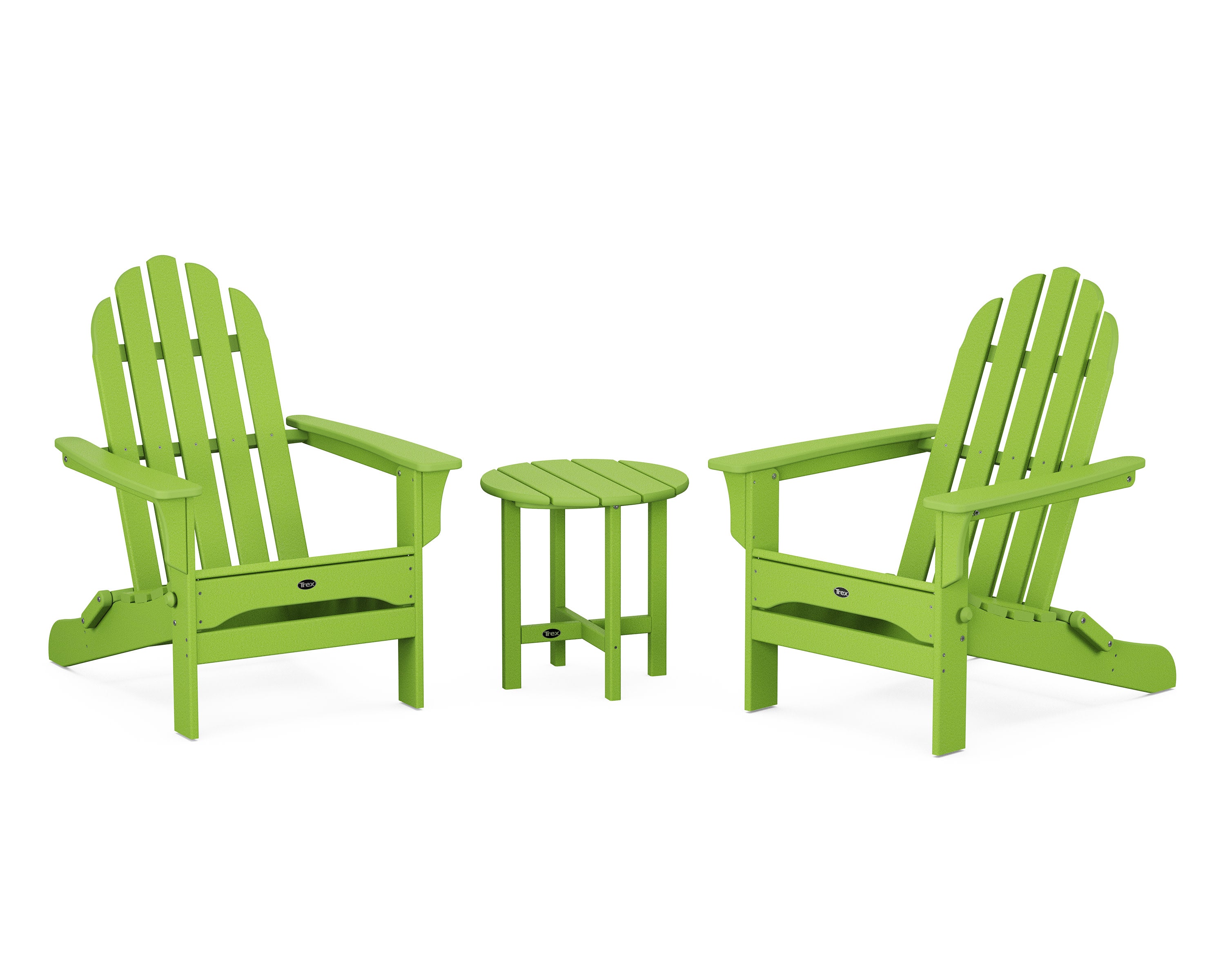 Cape Cod Folding Adirondack Set with Side Table in Lime