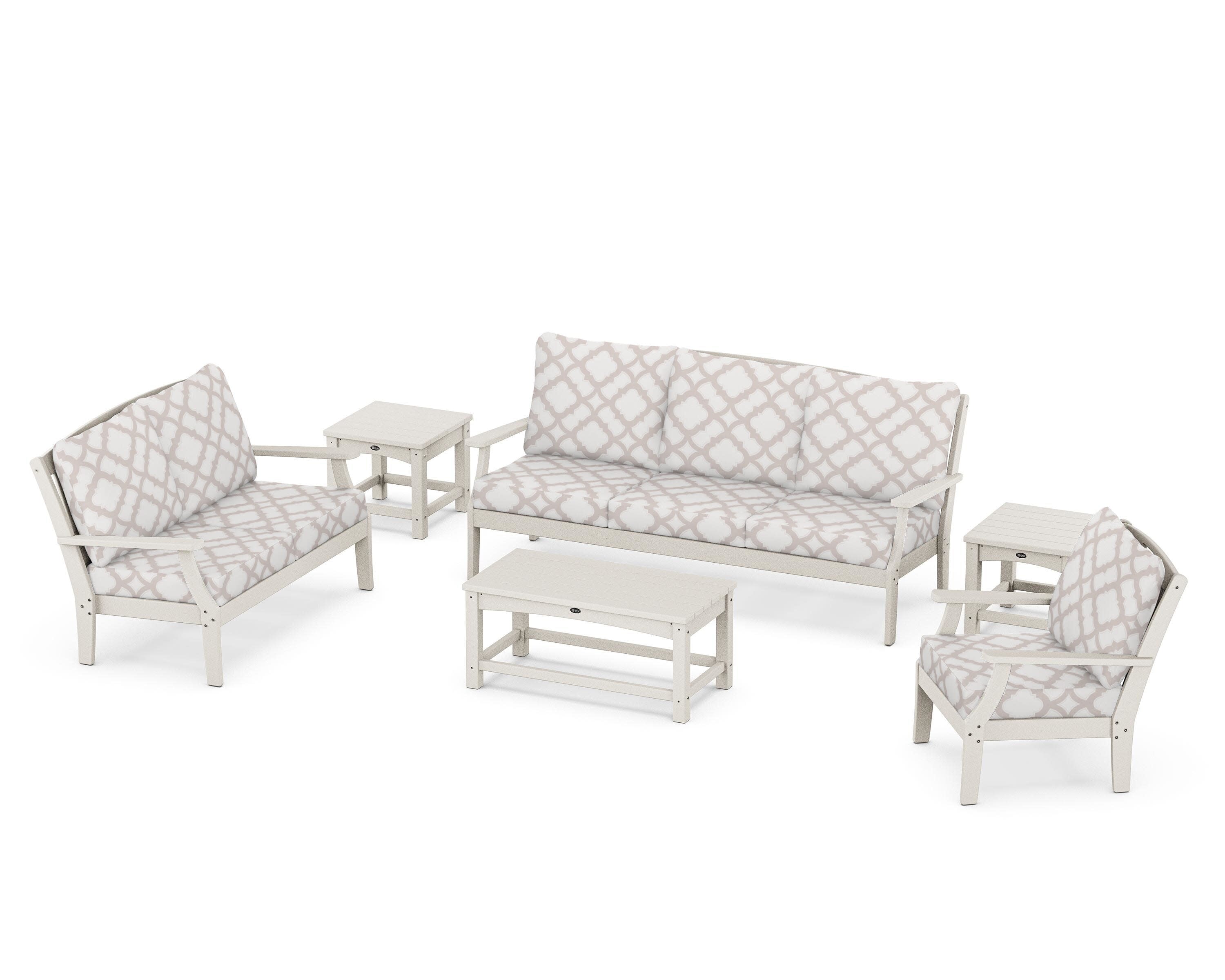 Yacht Club 6-Piece Deep Seating Set in Sand Castle / Trellis Dune Burlap
