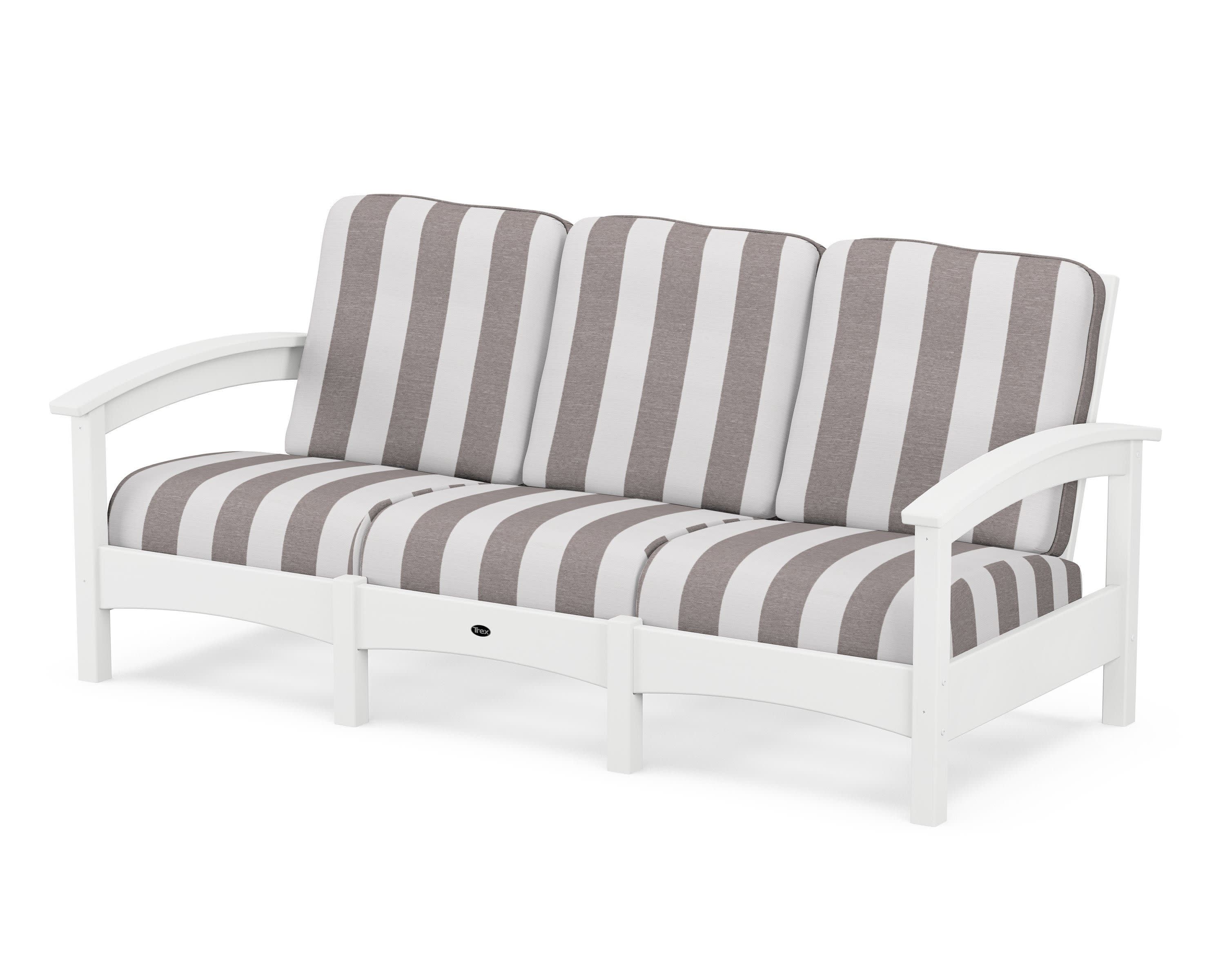Rockport Club Sofa in Classic White / Cabana Stripe Grey Mist