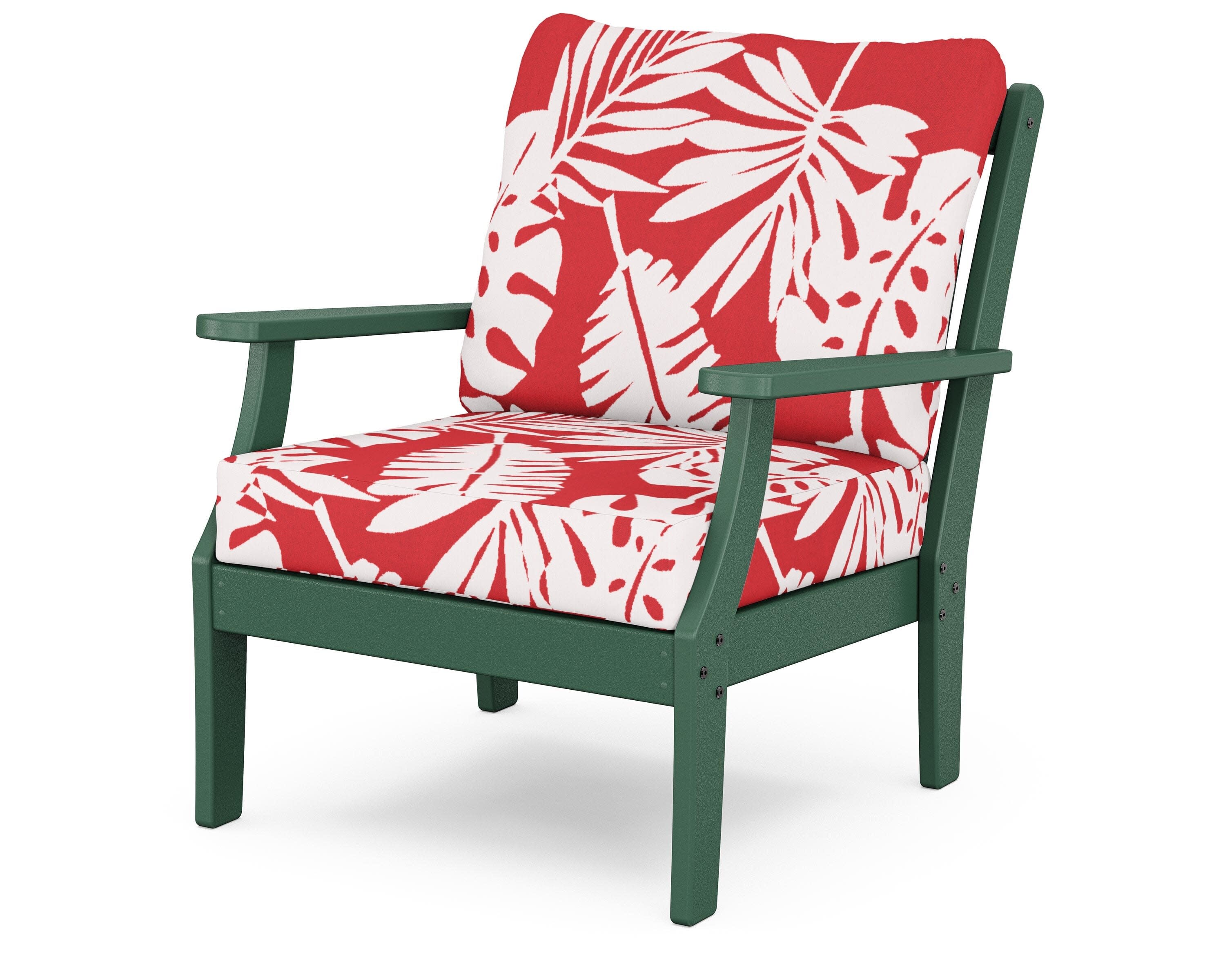 Yacht Club Deep Seating Chair in Rainforest Canopy / Leaf Crimson