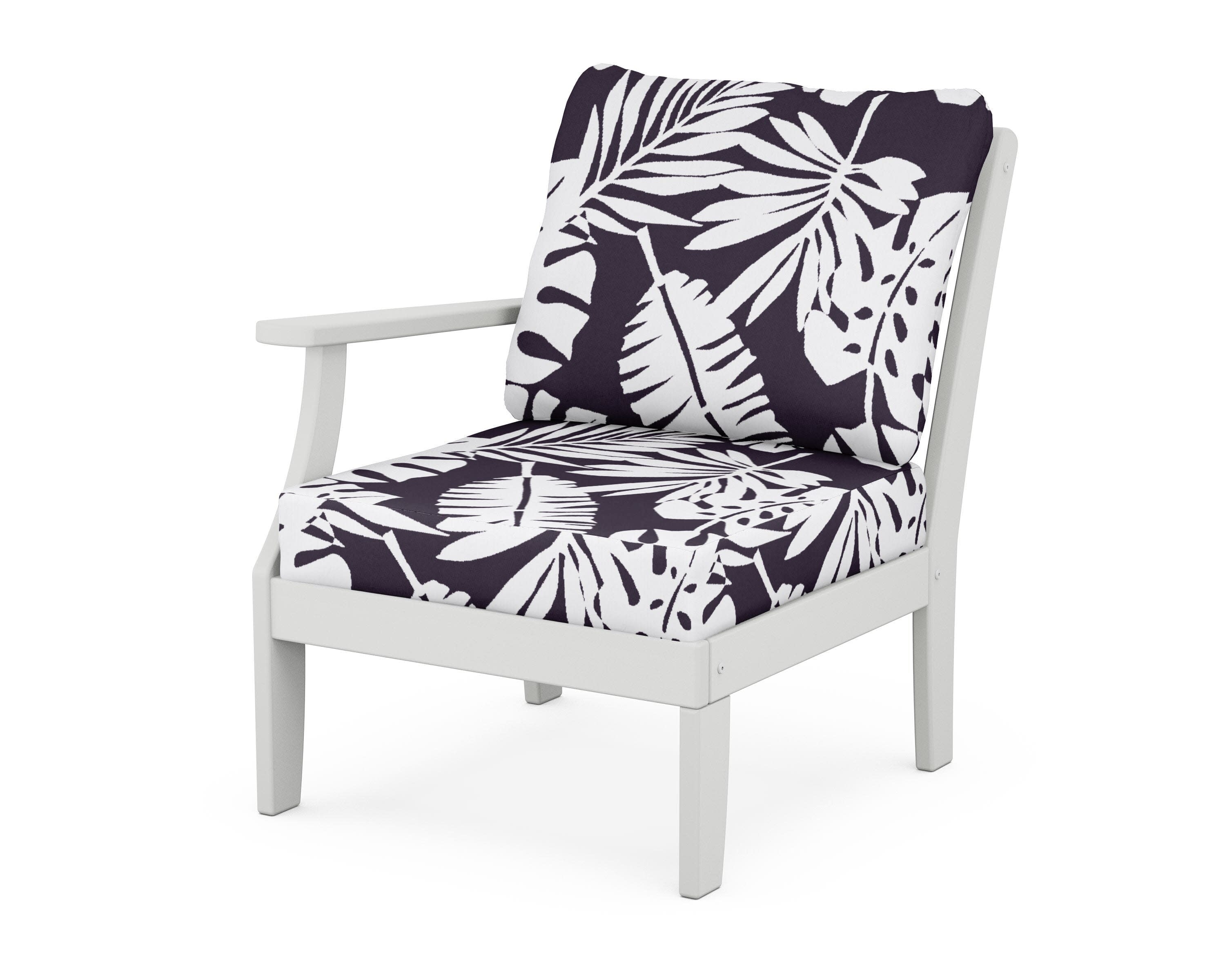 Yacht Club Modular Left Arm Chair in Classic White / Leaf Navy