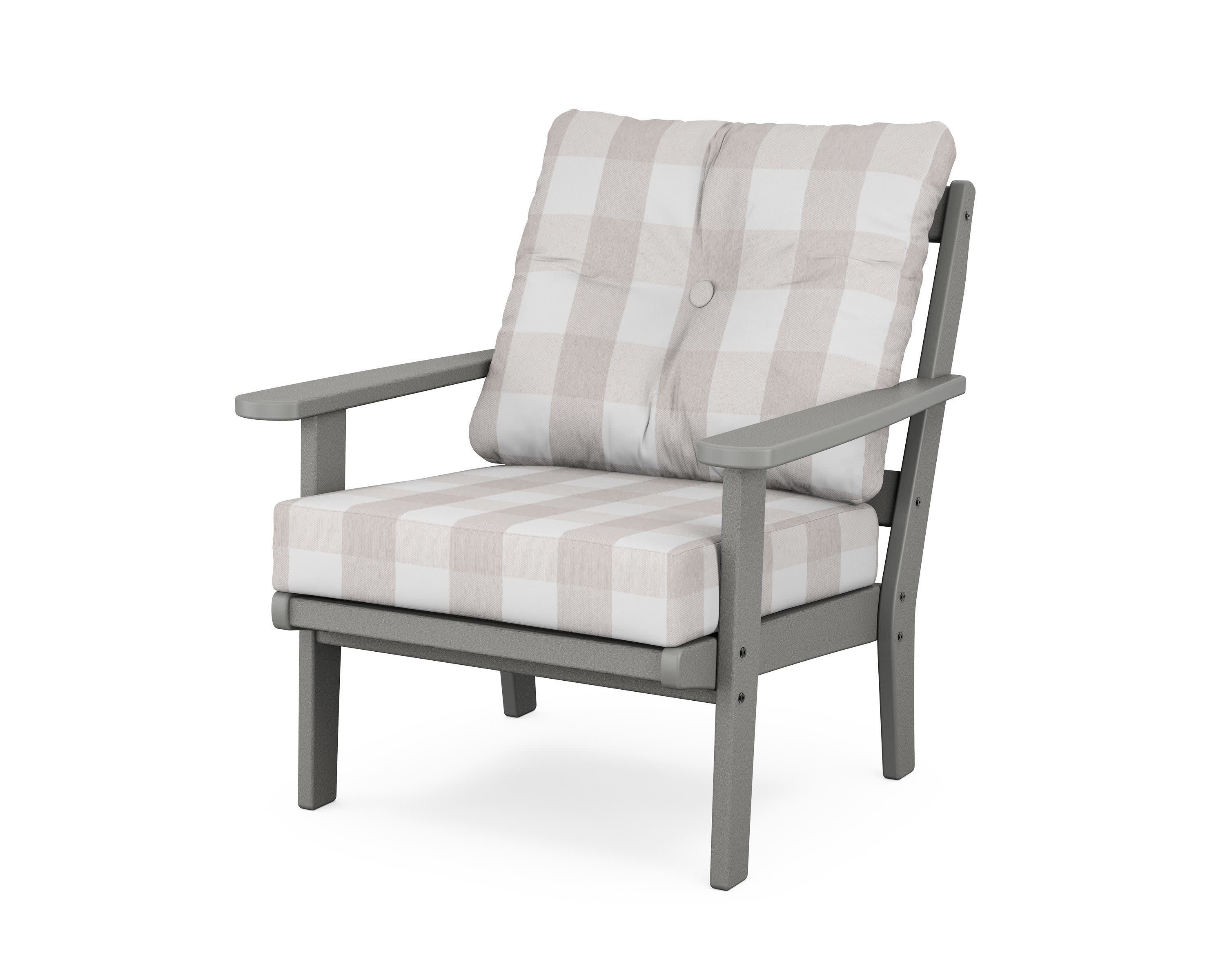 Cape Cod Deep Seating Chair in Stepping Stone / Buffalo Plaid Dune Burlap