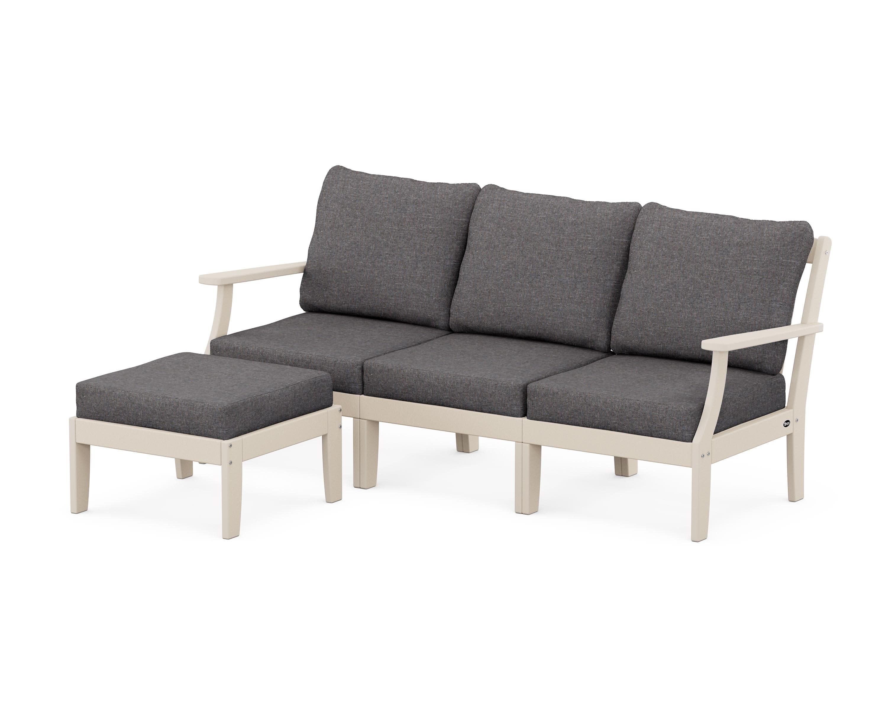 Yacht Club Modular 4-Piece Deep Seating Set with Ottoman in Sand Castle / Ash Charcoal