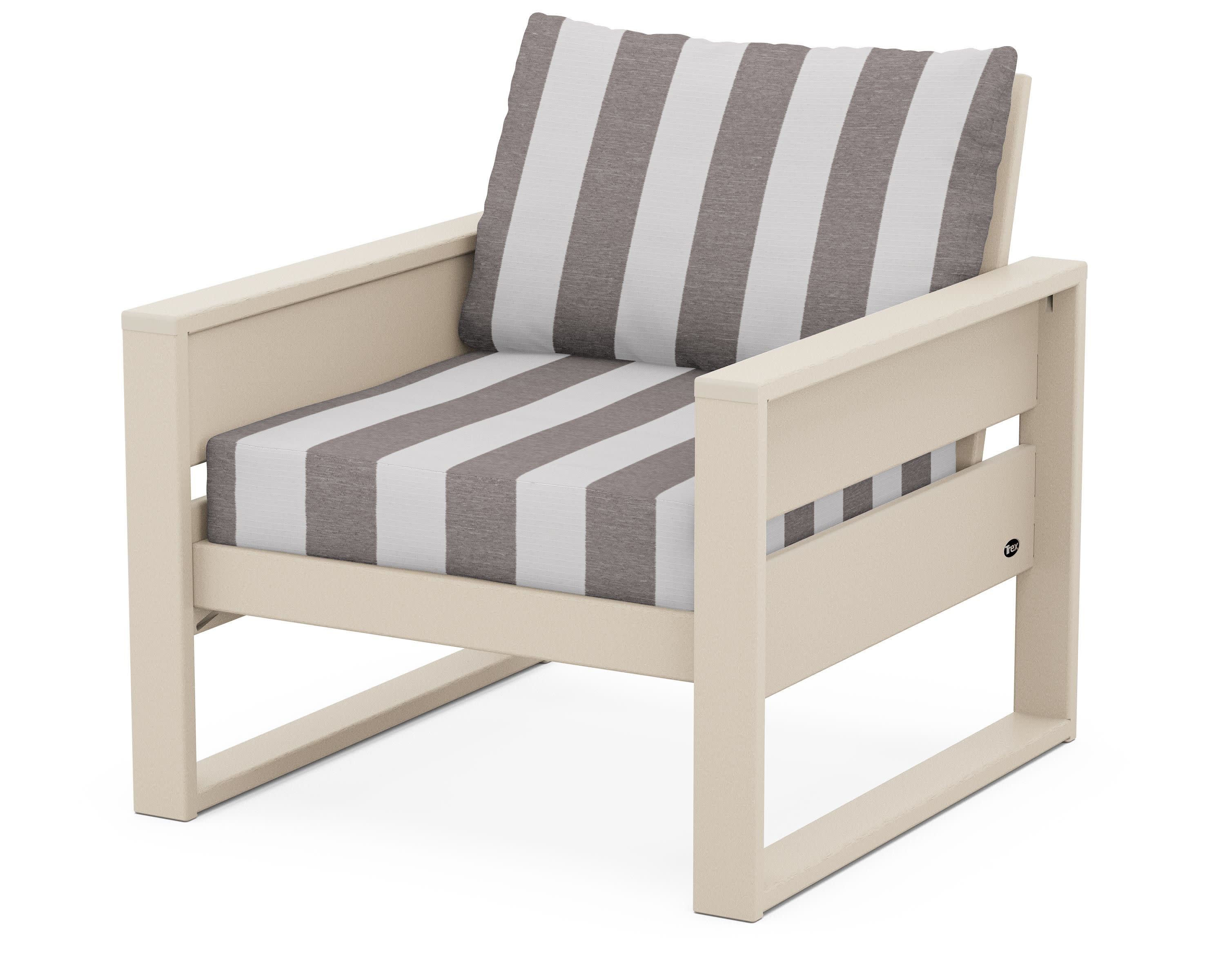 Eastport Club Chair in Sand Castle / Cabana Stripe Grey Mist