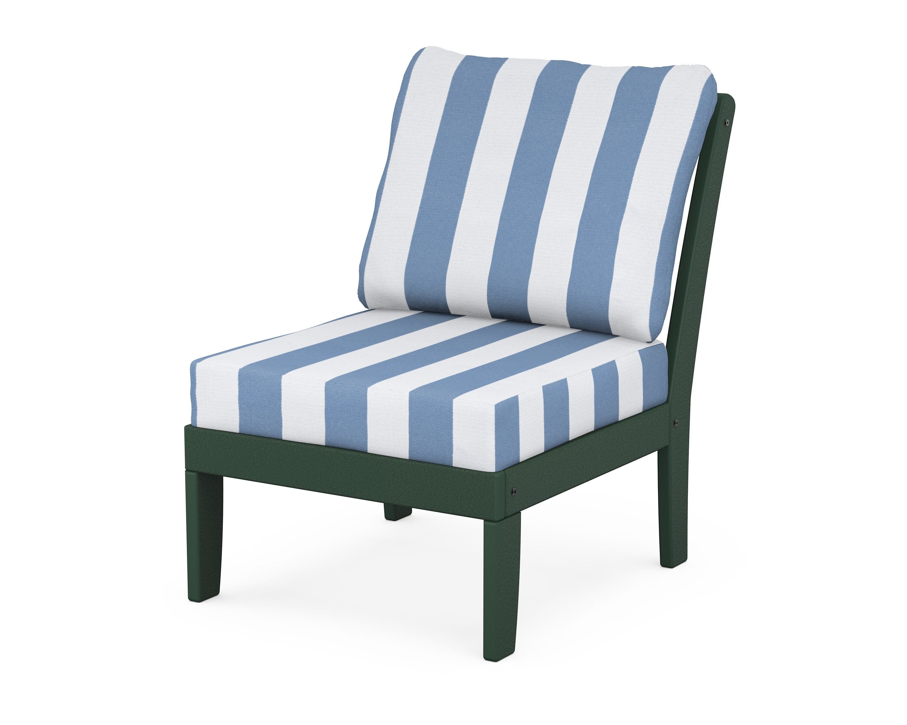 Yacht Club Modular Armless Chair in Rainforest Canopy / Cabana Stripe Sky Blue