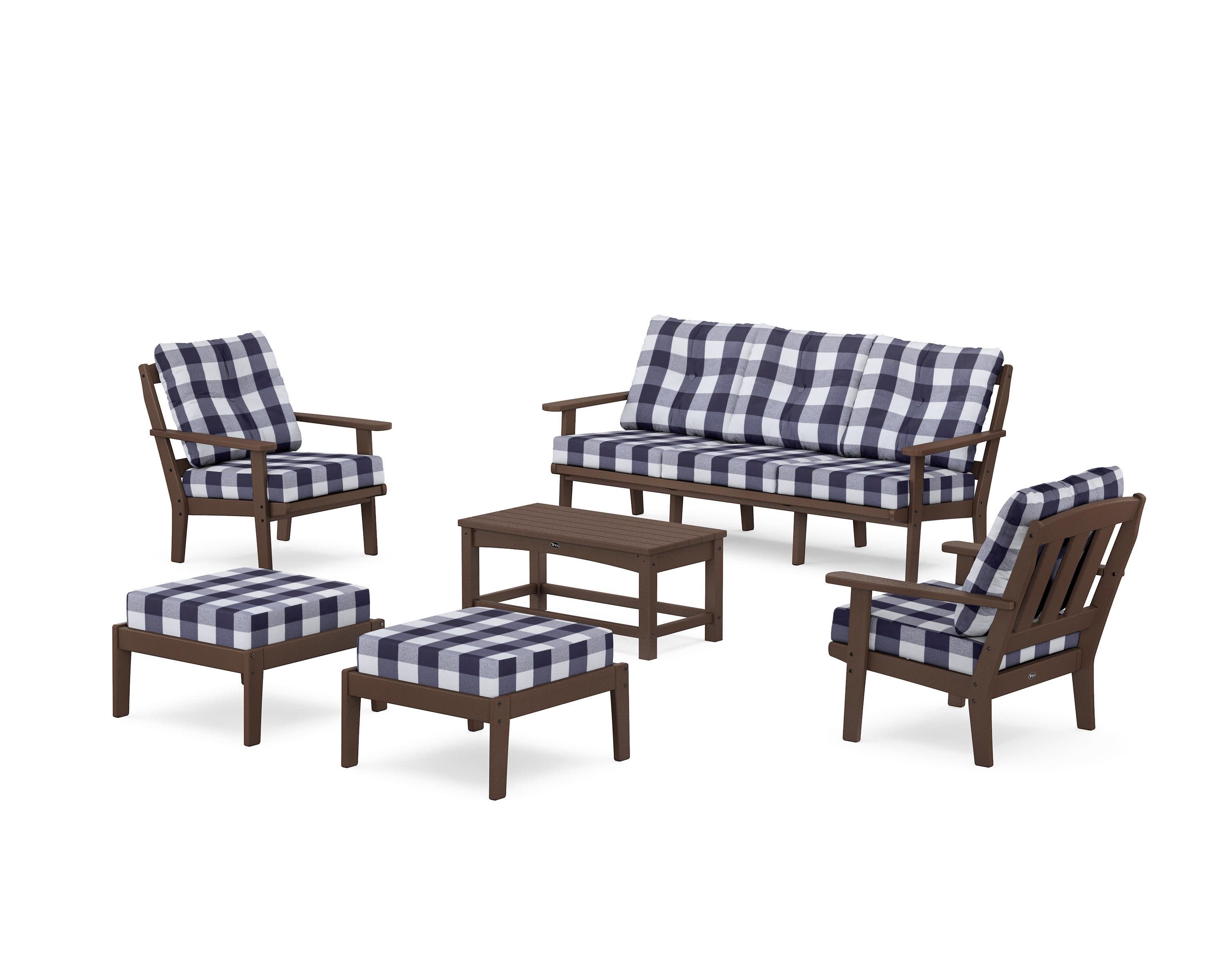 Cape Cod 6-Piece Lounge Sofa Set in Vintage Lantern / Buffalo Plaid Navy