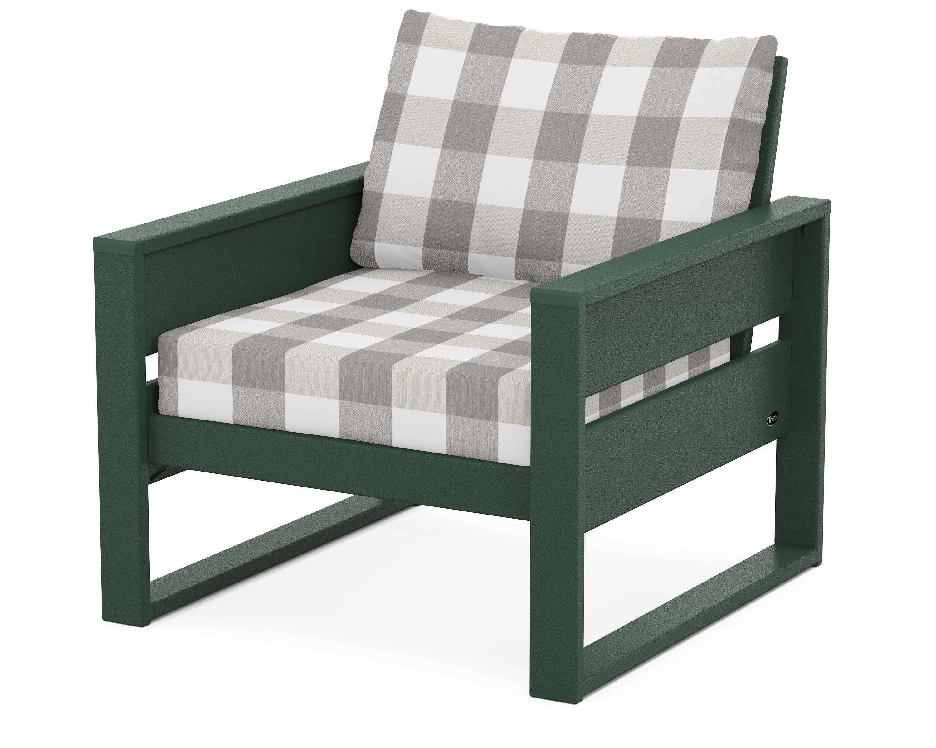 Eastport Club Chair in Rainforest Canopy / Buffalo Plaid Grey Mist