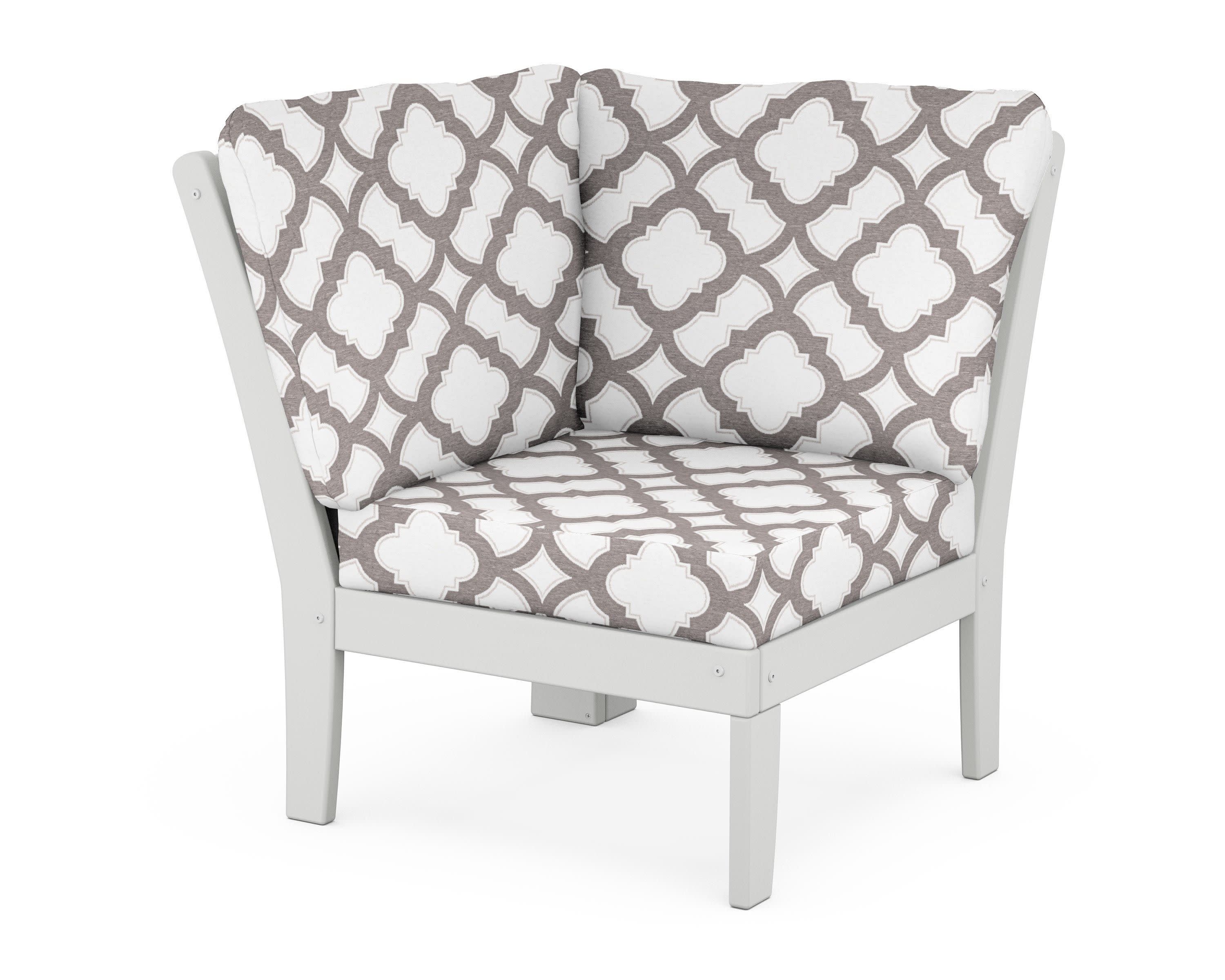 Yacht Club Modular Corner Chair in Classic White / Trellis Grey Mist