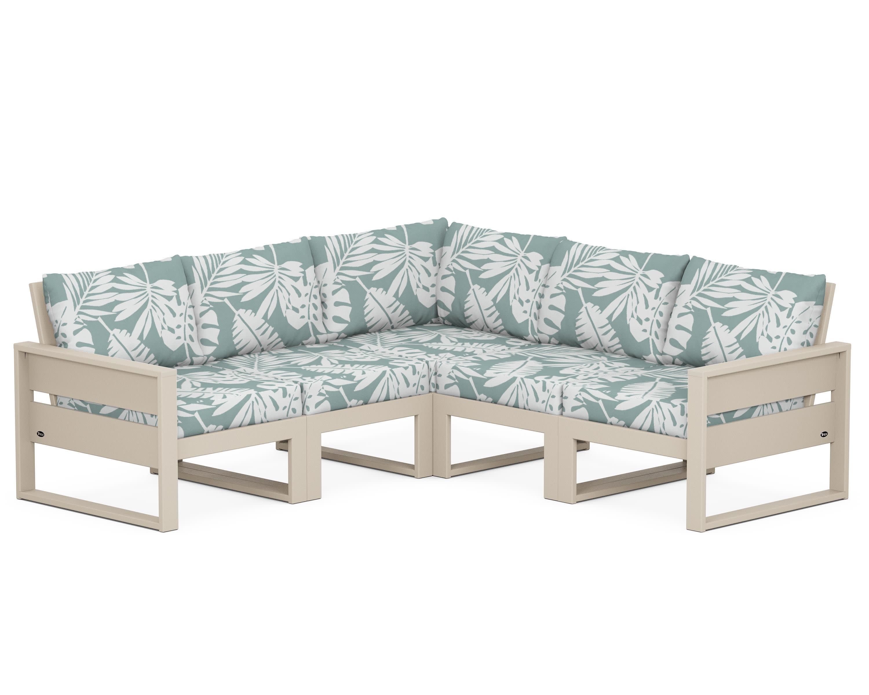 Eastport 5-Piece Sectional in Sand Castle / Leaf Glacier Spa