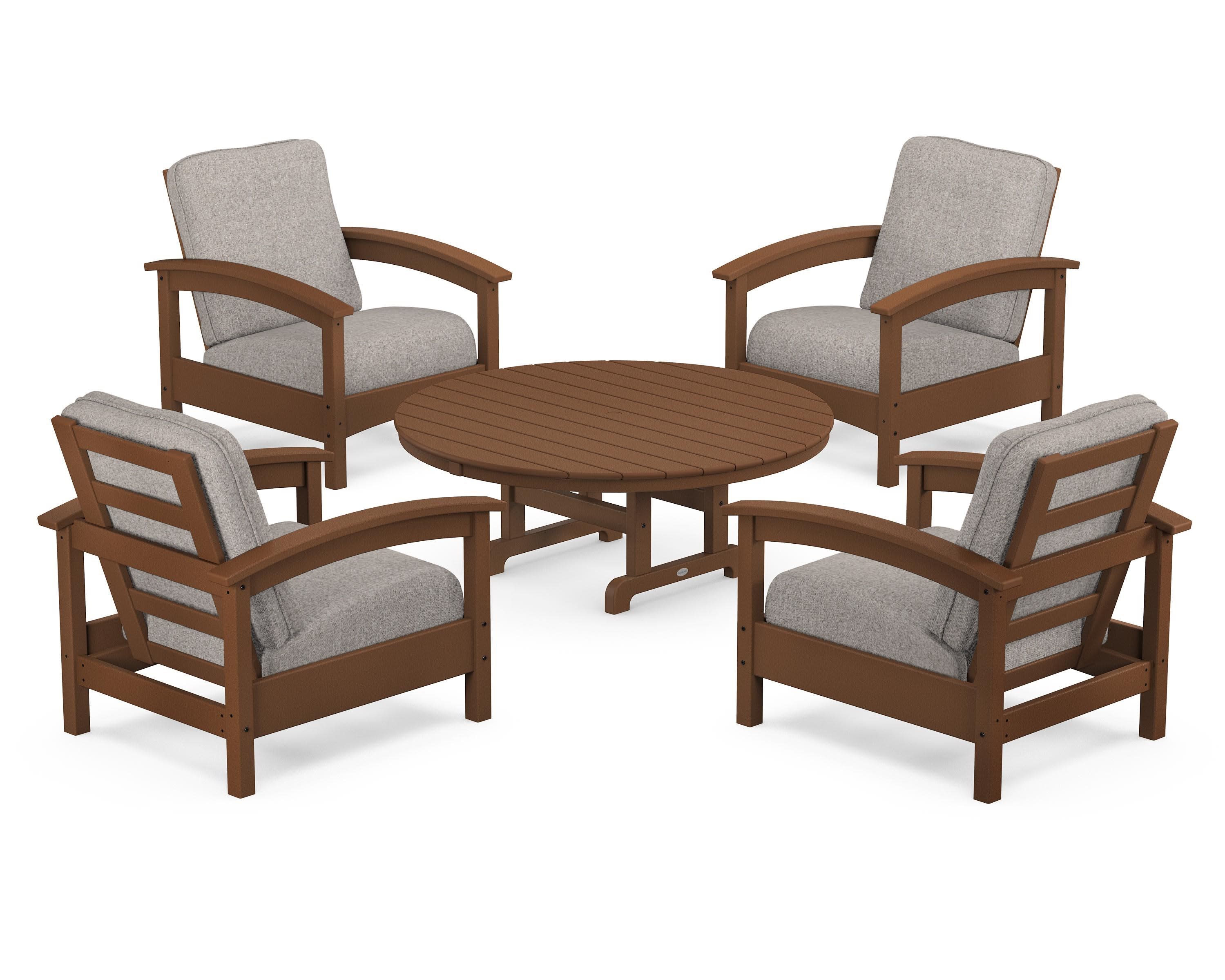 Rockport 5-Piece Deep Seating Set in Tree House / Weathered Tweed