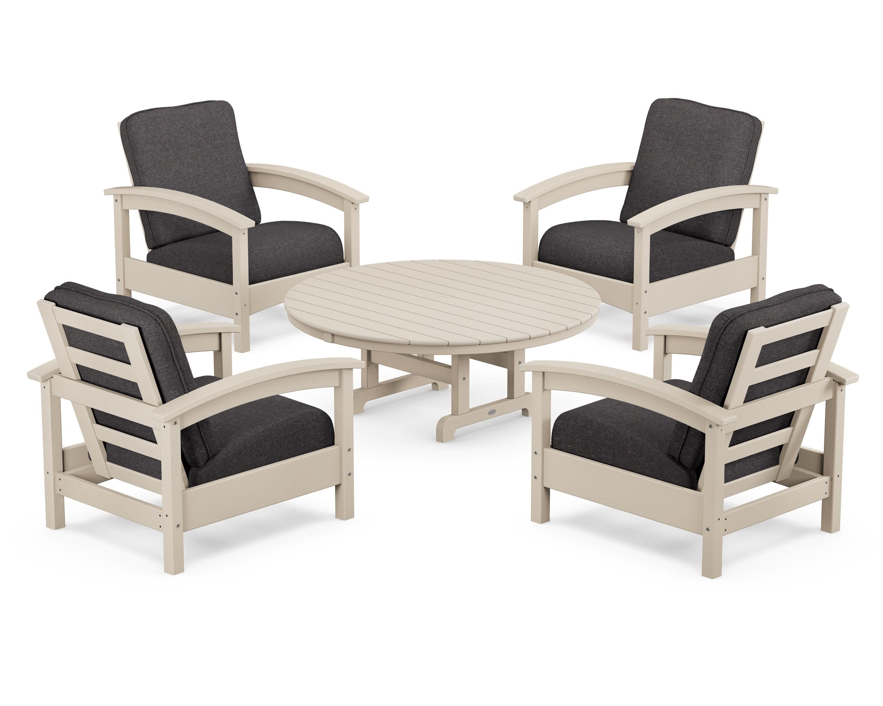 Rockport 5-Piece Deep Seating Set in Sand Castle / Ash Charcoal