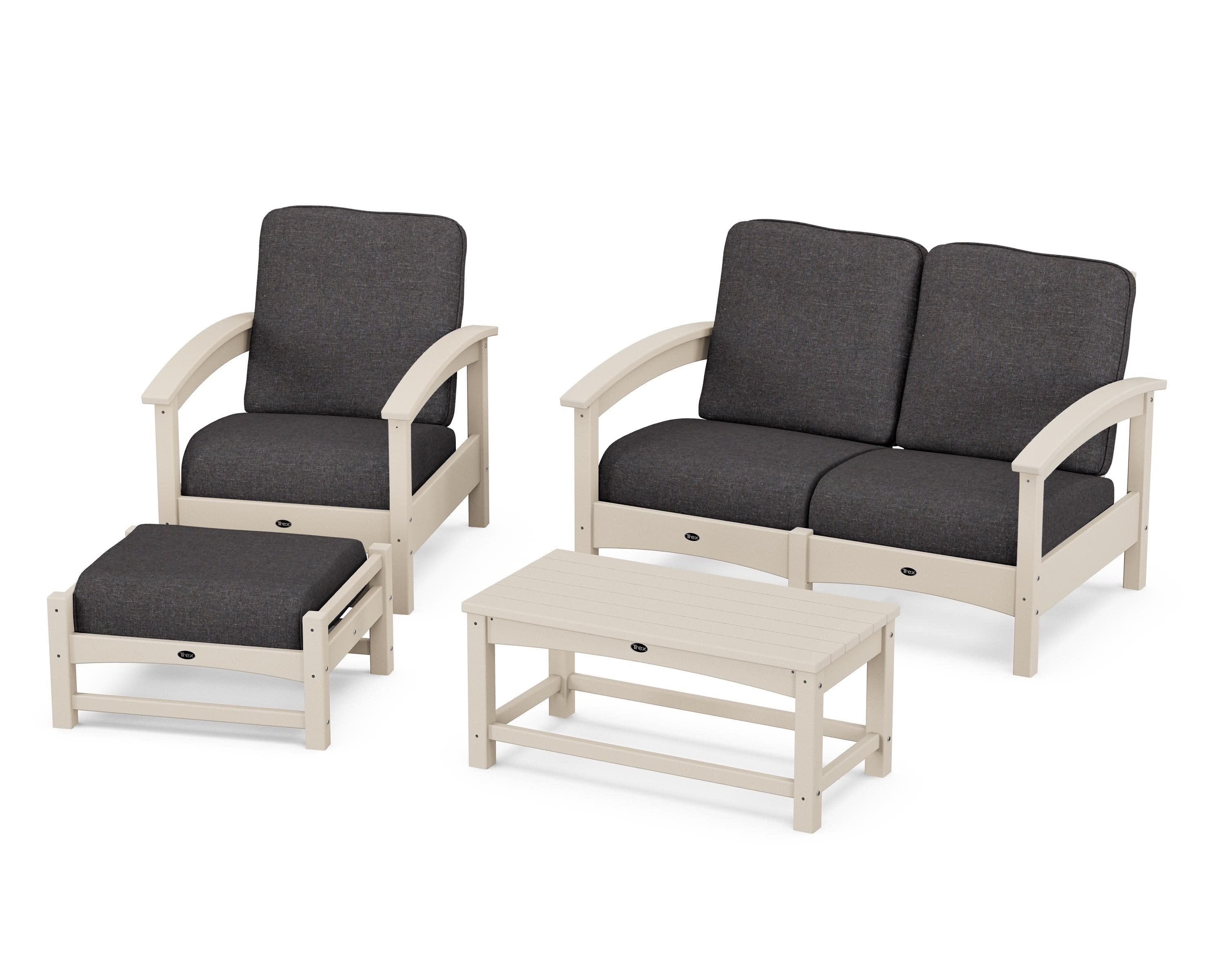Rockport 4-Piece Deep Seating Conversation Group in Sand Castle / Ash Charcoal