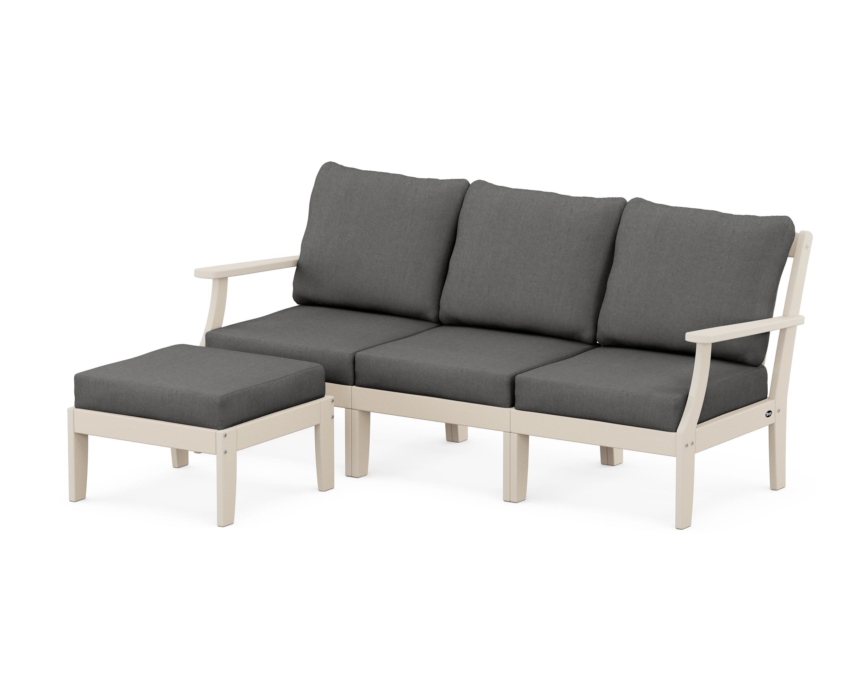 Yacht Club Modular 4-Piece Deep Seating Set with Ottoman in Sand Castle / Spectrum Carbon