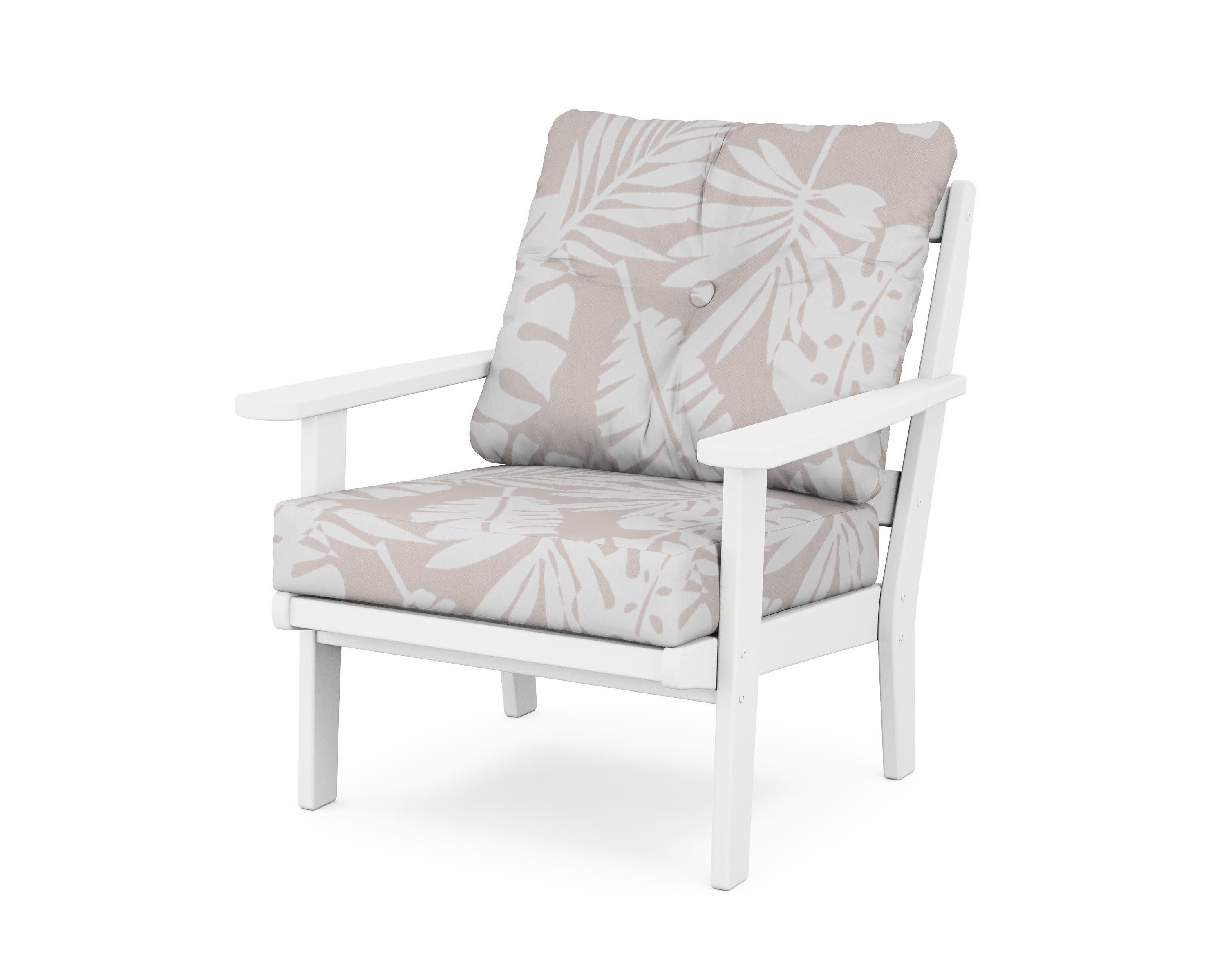 Cape Cod Deep Seating Chair in Classic White / Leaf Dune Burlap