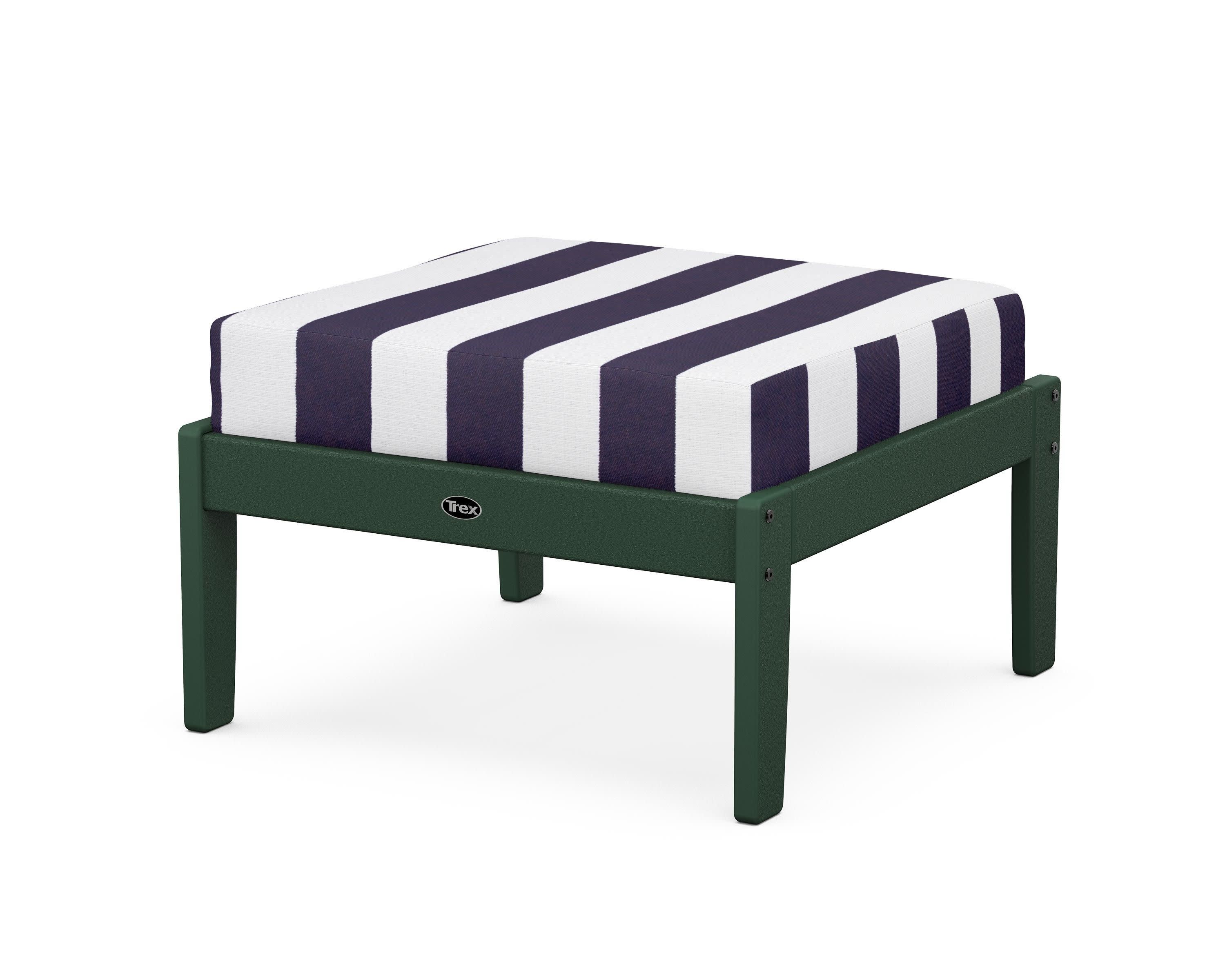 Yacht Club Deep Seating Ottoman in Rainforest Canopy / Cabana Stripe Navy