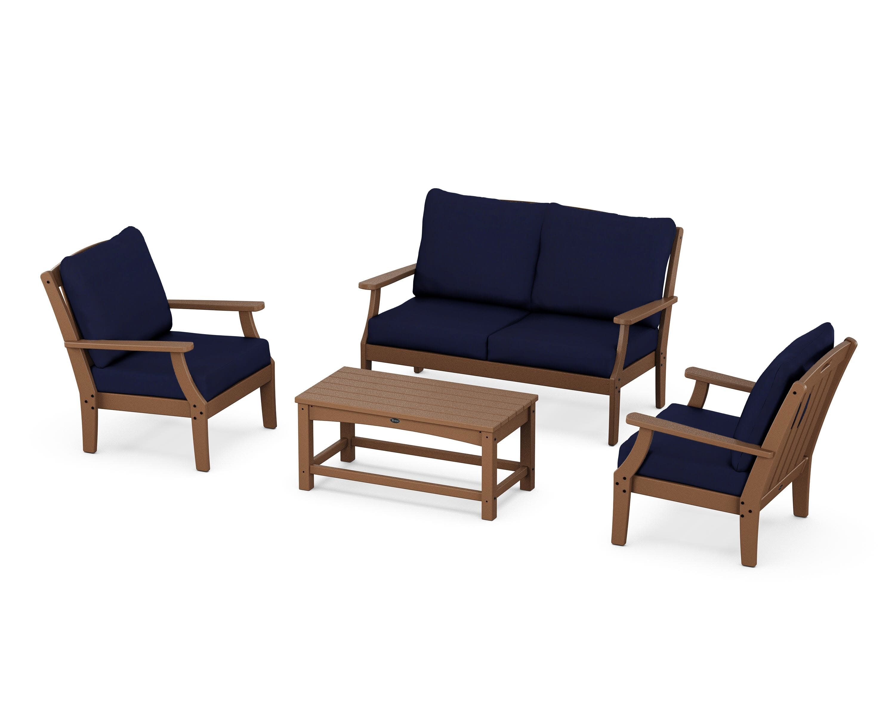 Yacht Club 4-Piece Deep Seating Chair Set in Tree House / Navy