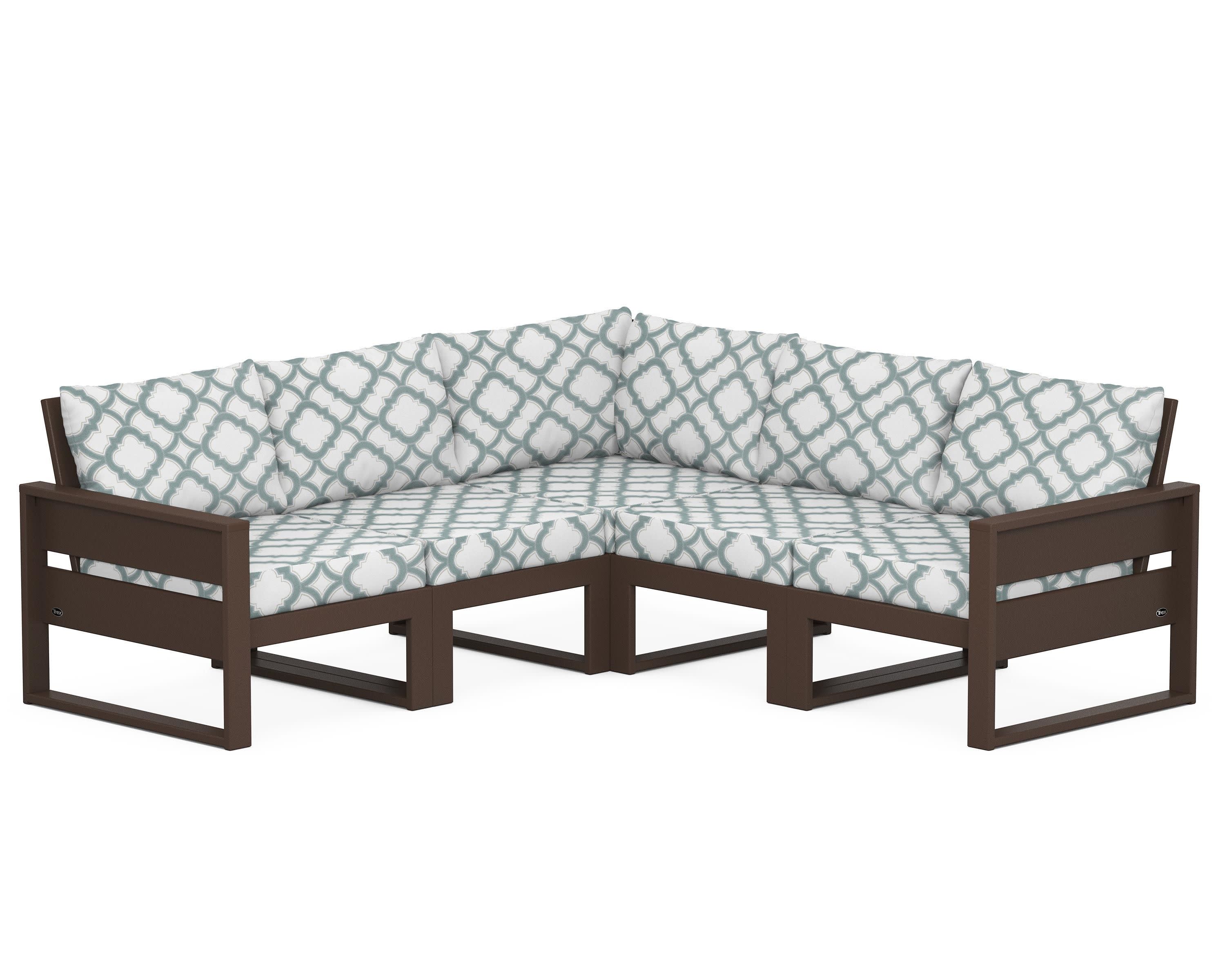 Eastport 5-Piece Sectional in Vintage Lantern / Trellis Glacier Spa