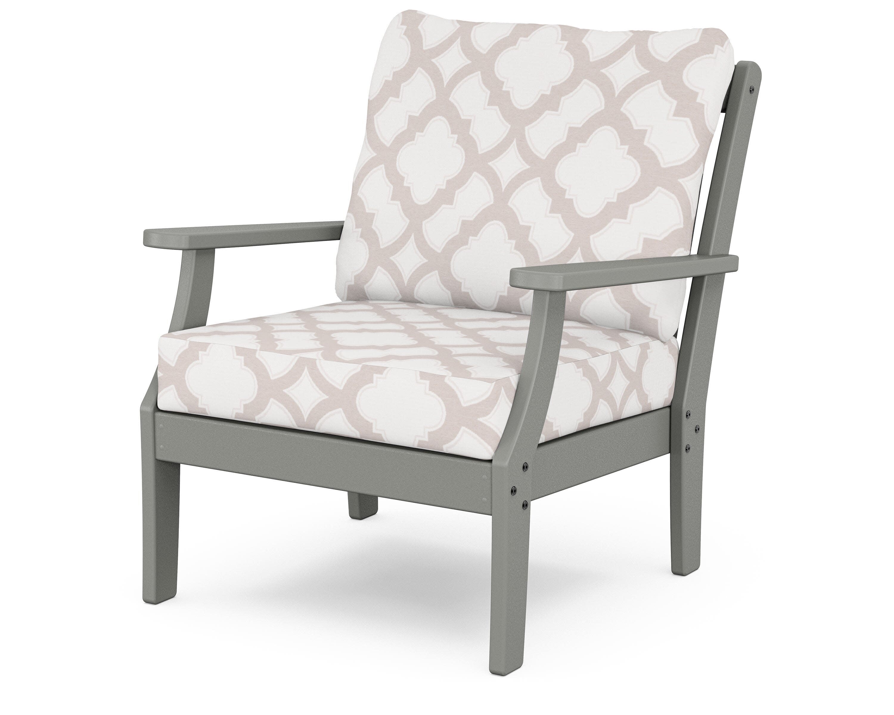 Yacht Club Deep Seating Chair in Stepping Stone / Trellis Dune Burlap