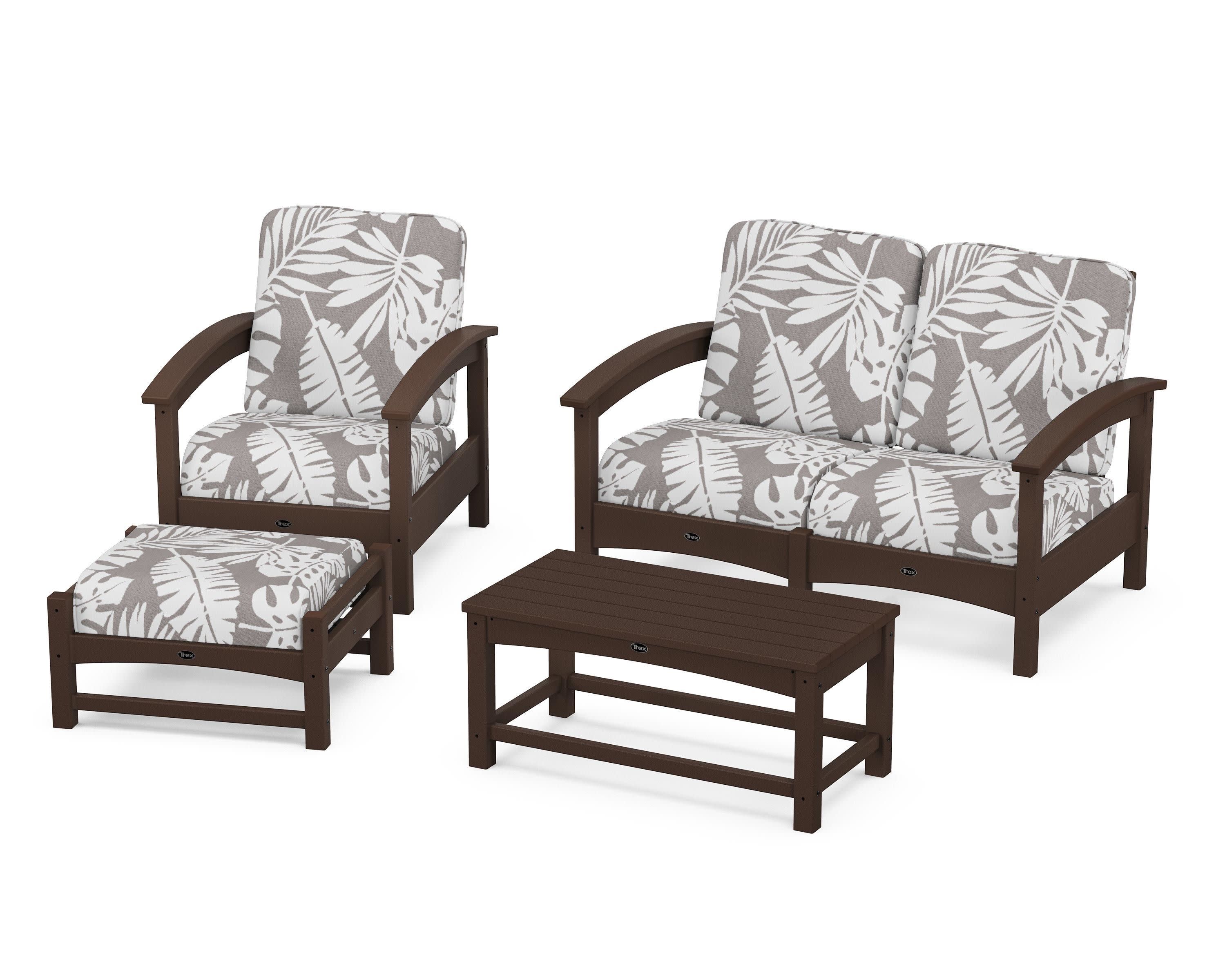 Rockport 4-Piece Deep Seating Conversation Group in Vintage Lantern / Leaf Grey Mist
