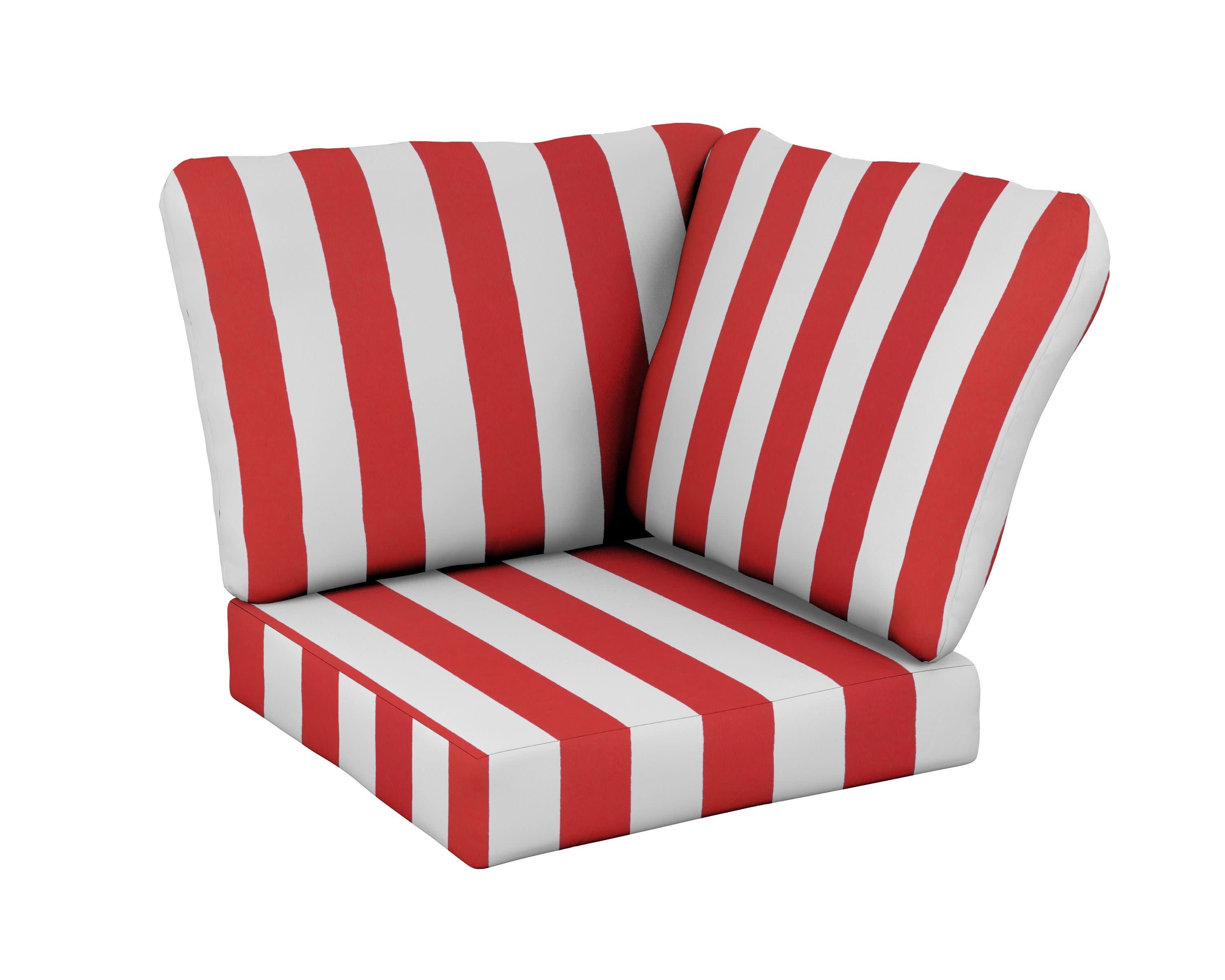 Baffle Modular Corner Cushion in Cabana Stripe Crimson