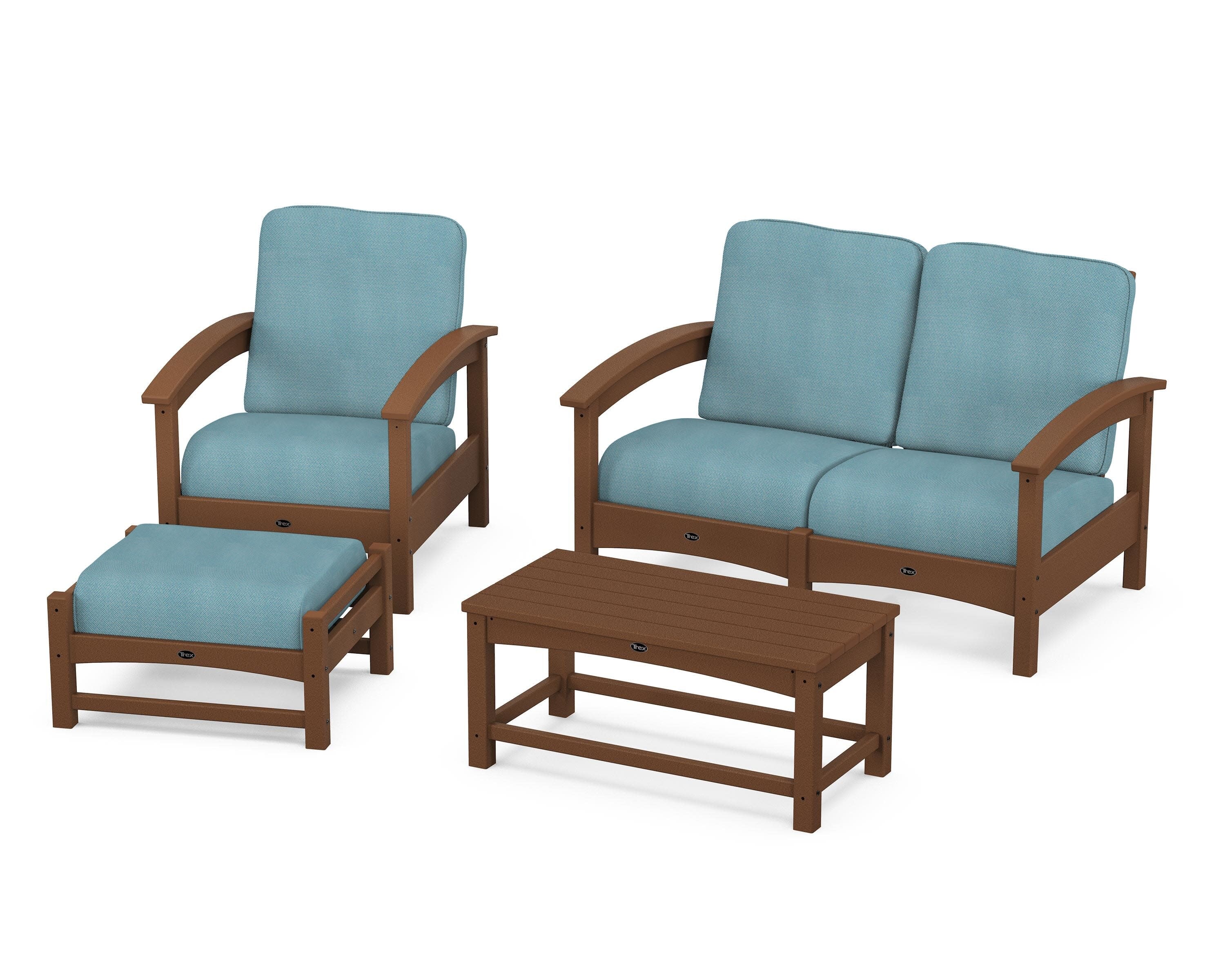 Rockport 4-Piece Deep Seating Conversation Group in Tree House / Lattice Sky Blue