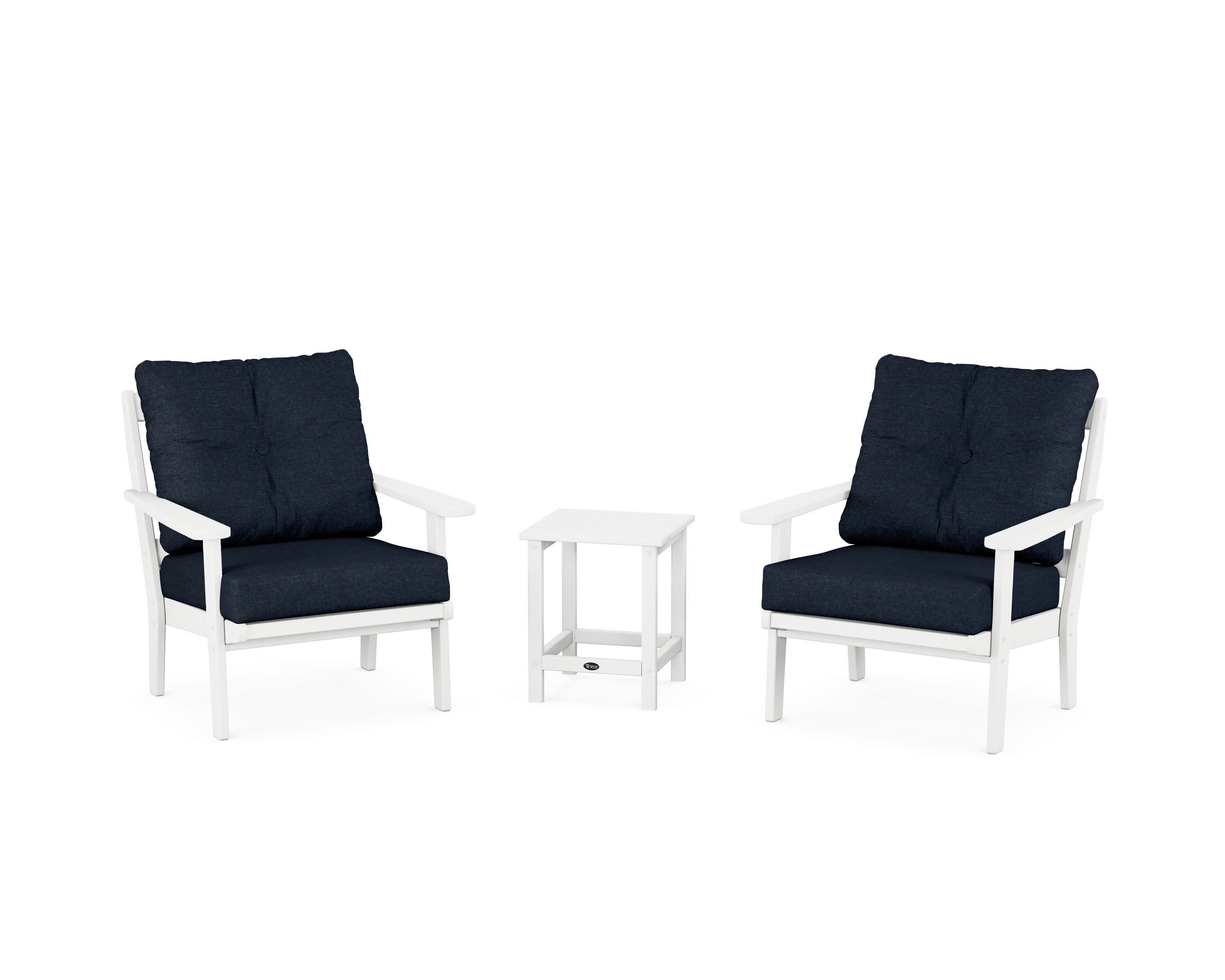 Cape Cod 3-Piece Deep Seating Set in Classic White / Marine Indigo