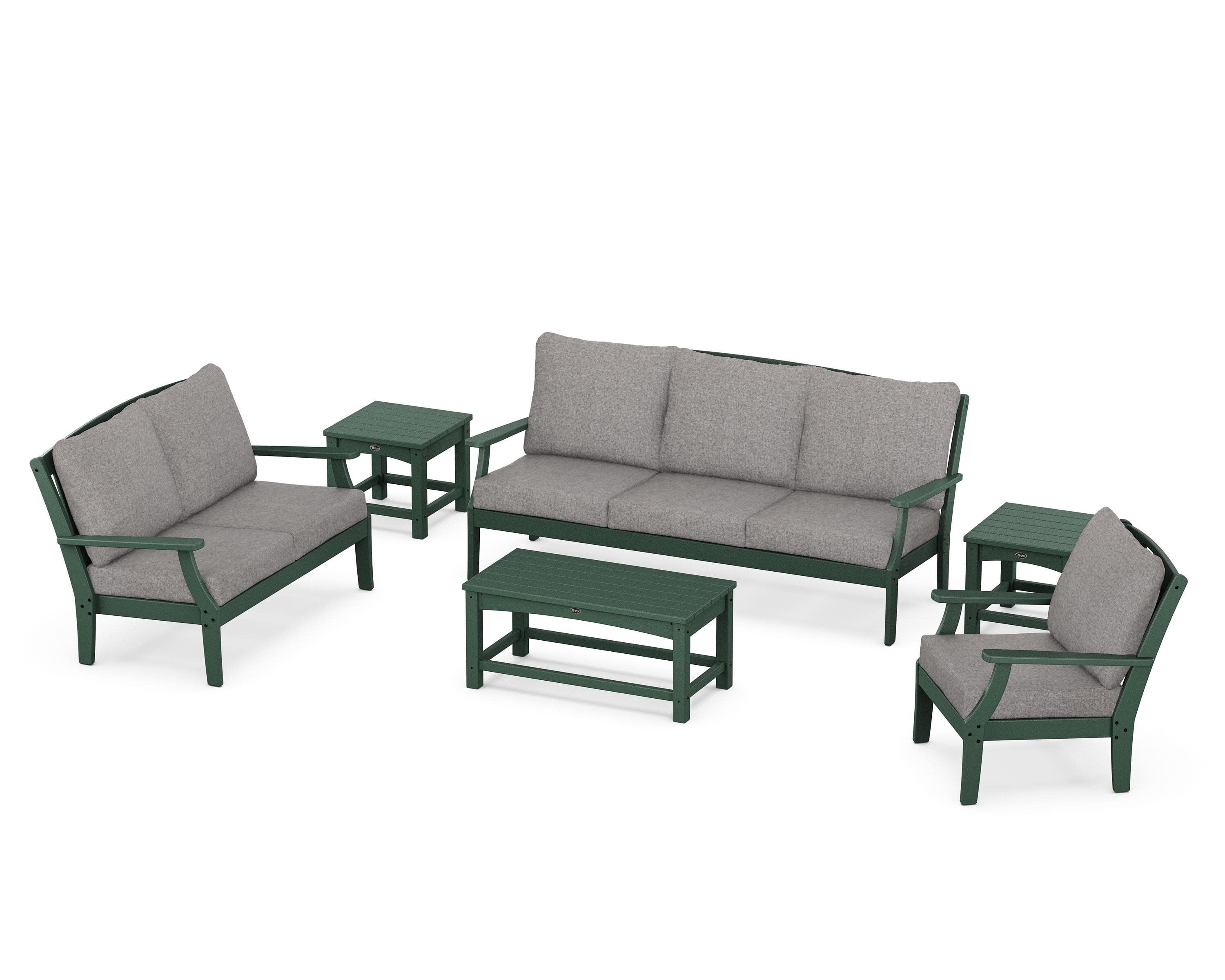 Yacht Club 6-Piece Deep Seating Set in Rainforest Canopy / Grey Mist