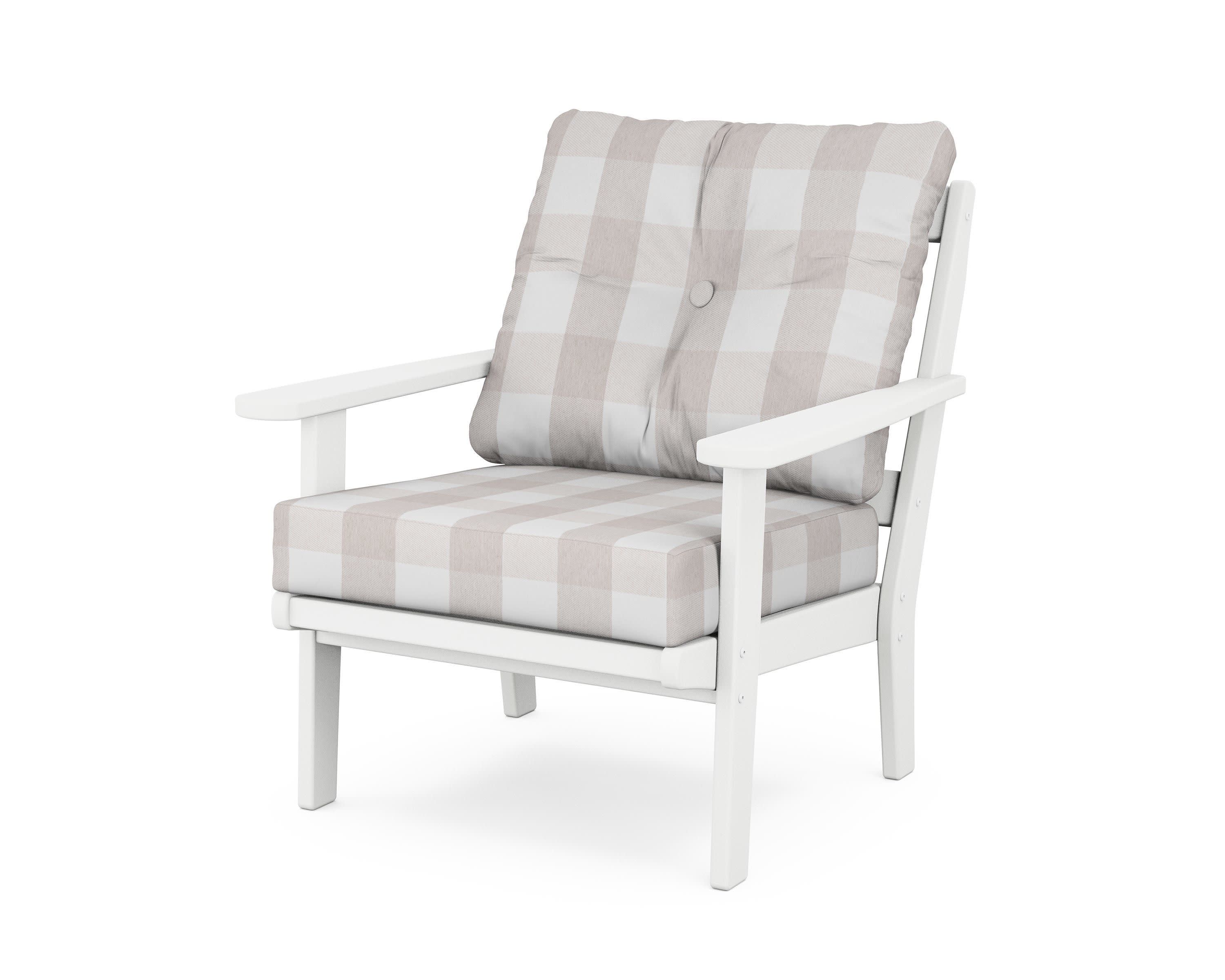 Cape Cod Deep Seating Chair in Classic White / Buffalo Plaid Dune Burlap