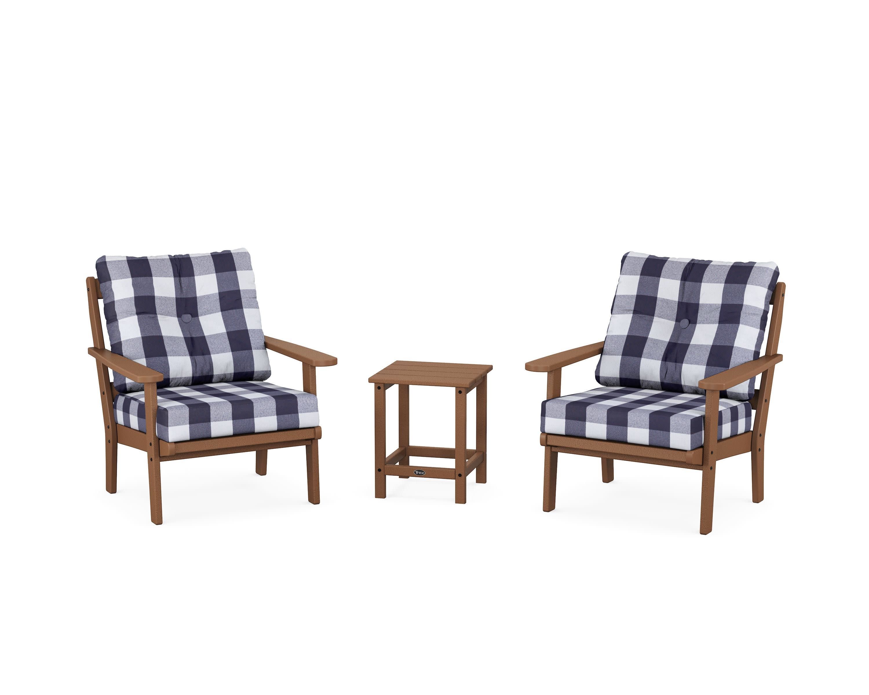 Cape Cod 3-Piece Deep Seating Set in Tree House / Buffalo Plaid Navy