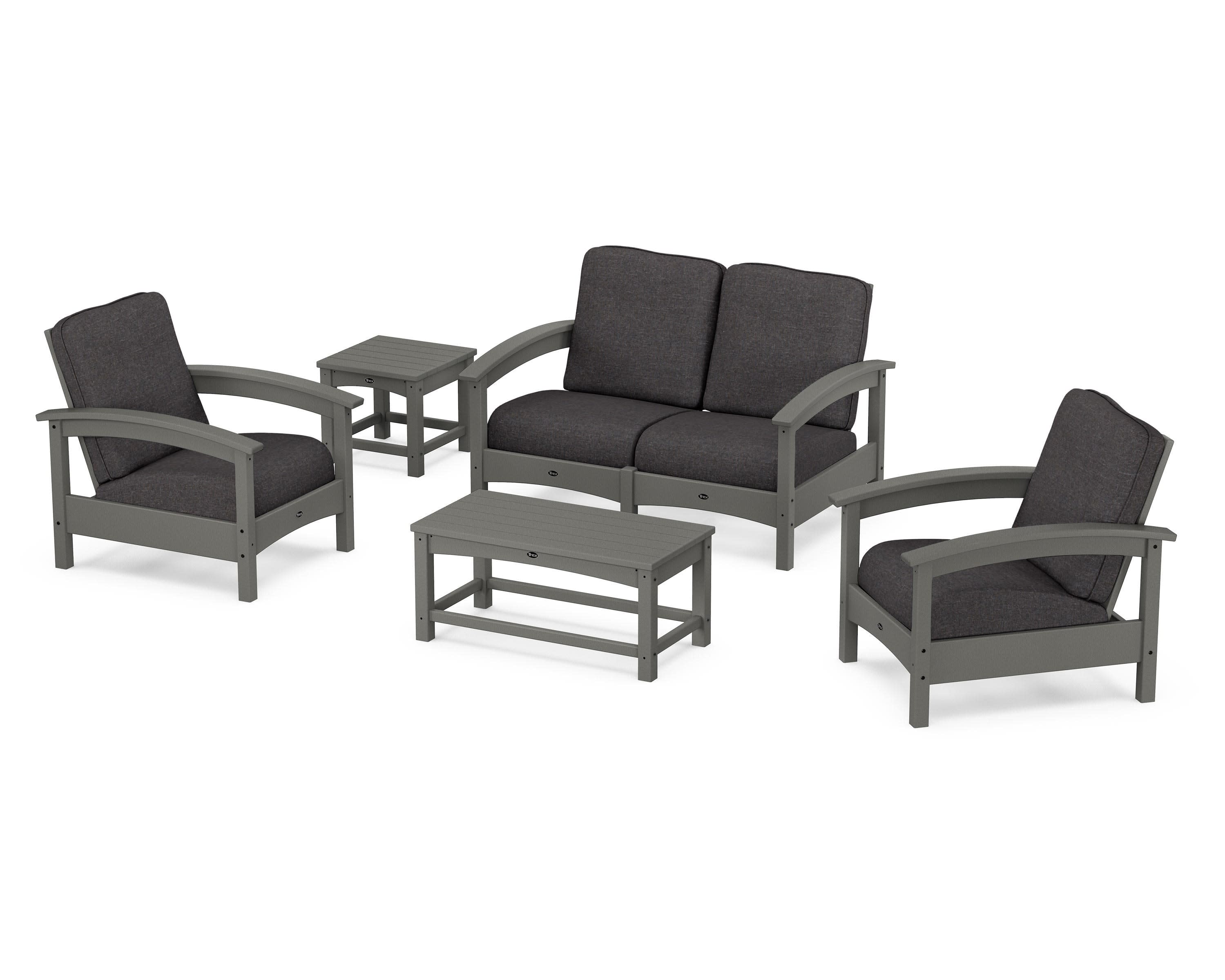Rockport Club 6-Piece Deep Seating Conversation Set in Stepping Stone / Ash Charcoal