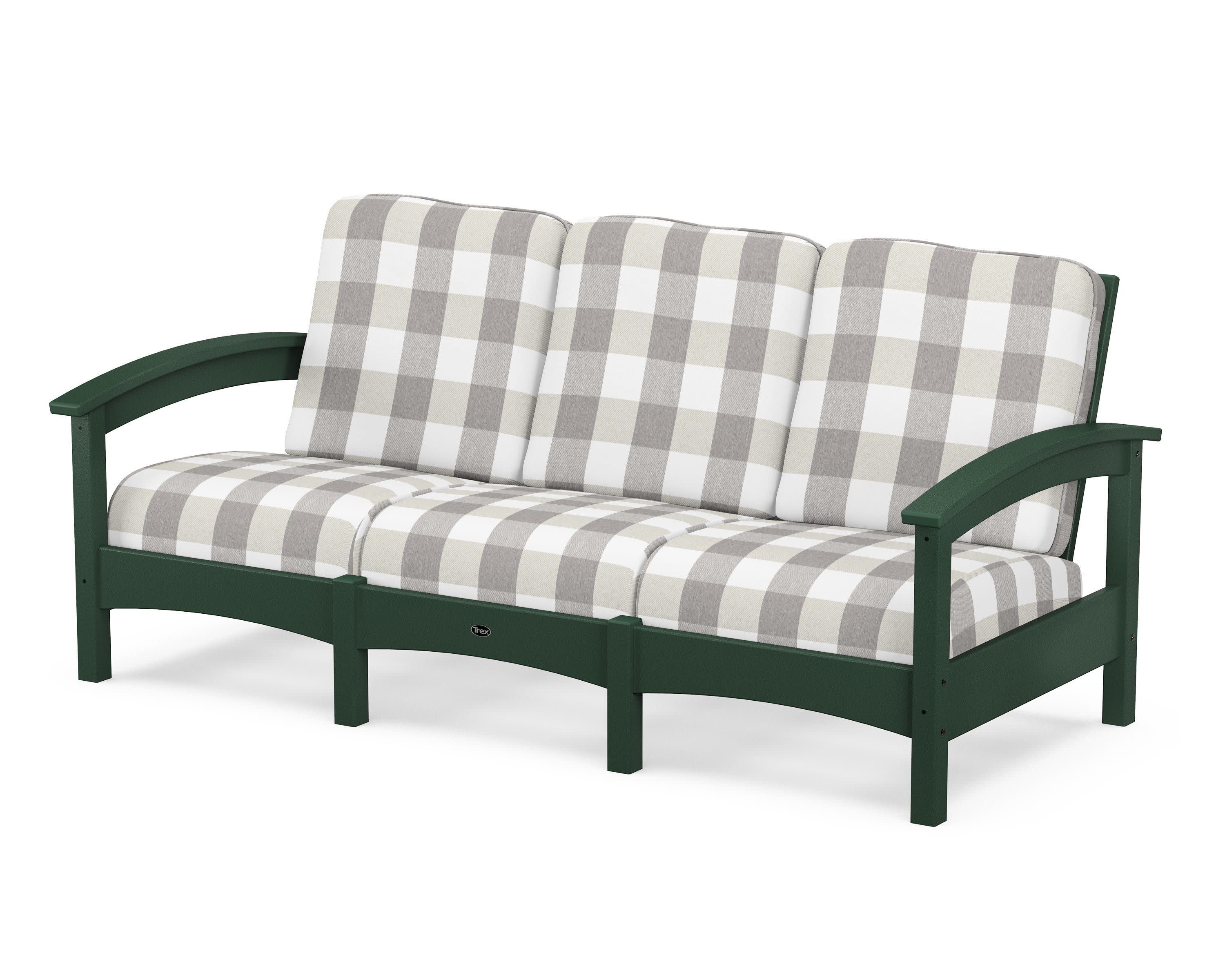 Rockport Club Sofa in Rainforest Canopy / Buffalo Plaid Grey Mist