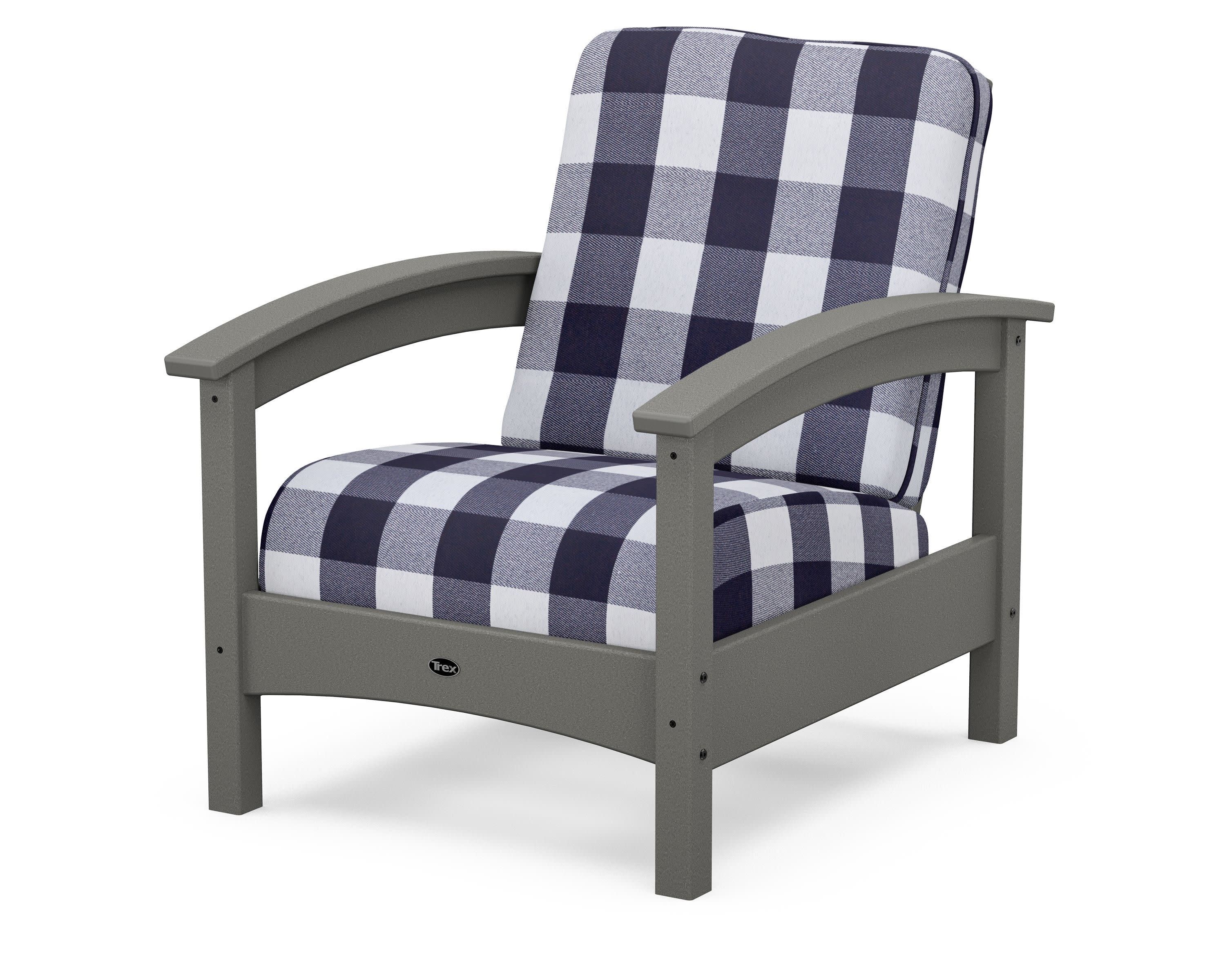 Rockport Club Chair in Stepping Stone / Buffalo Plaid Navy