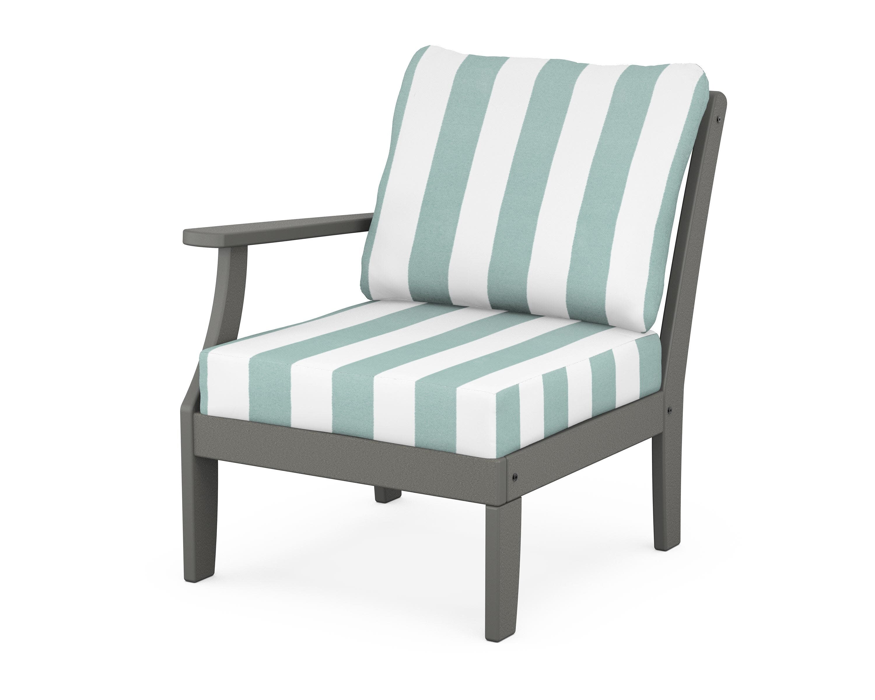 Yacht Club Modular Left Arm Chair in Stepping Stone / Cabana Stripe Glacier Spa