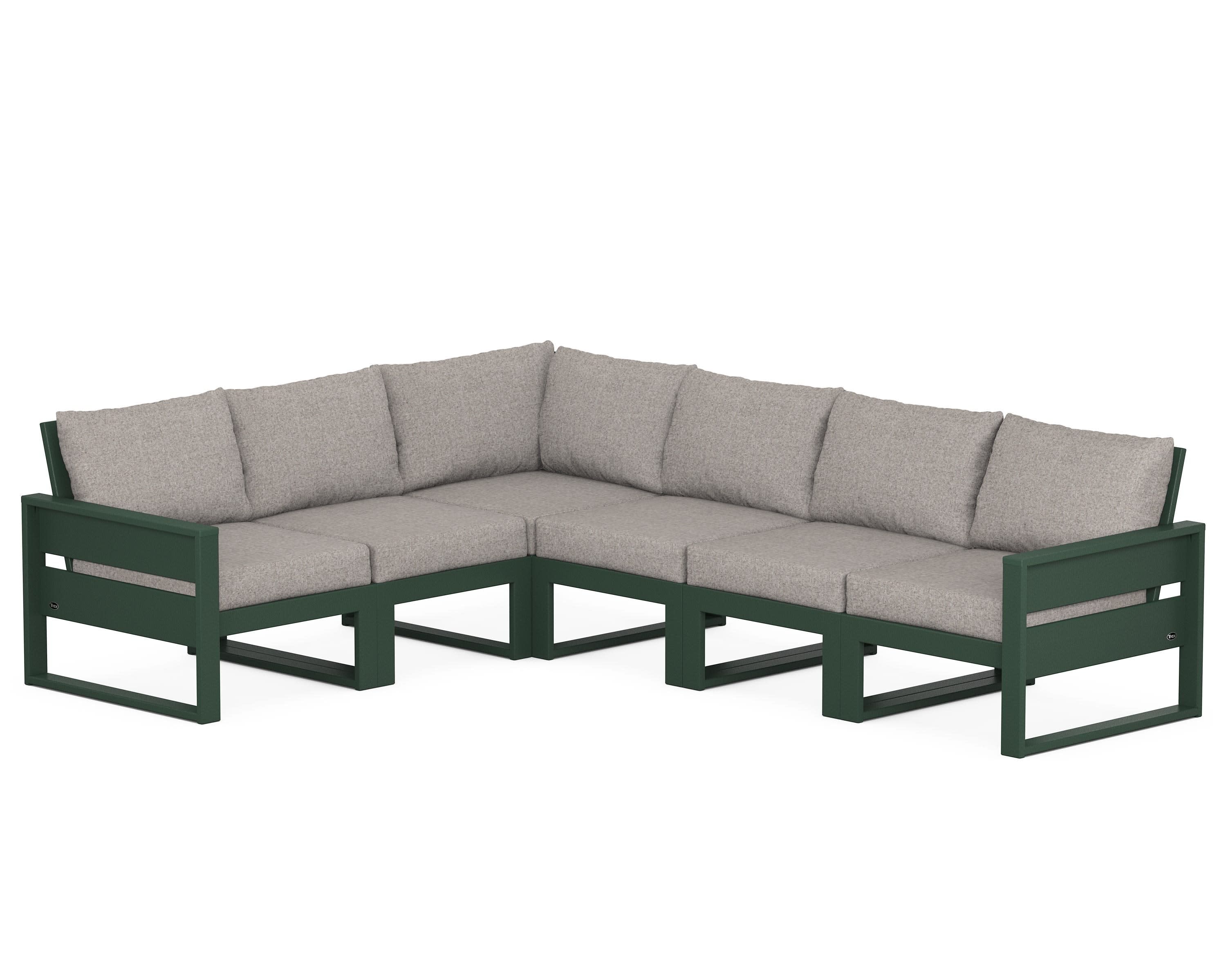 Eastport 6-Piece Sectional in Rainforest Canopy / Weathered Tweed