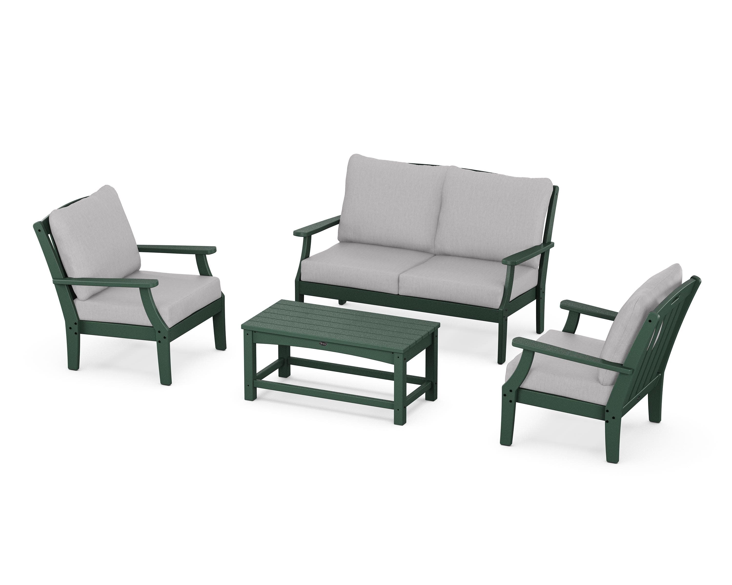 Yacht Club 4-Piece Deep Seating Chair Set in Rainforest Canopy / Granite