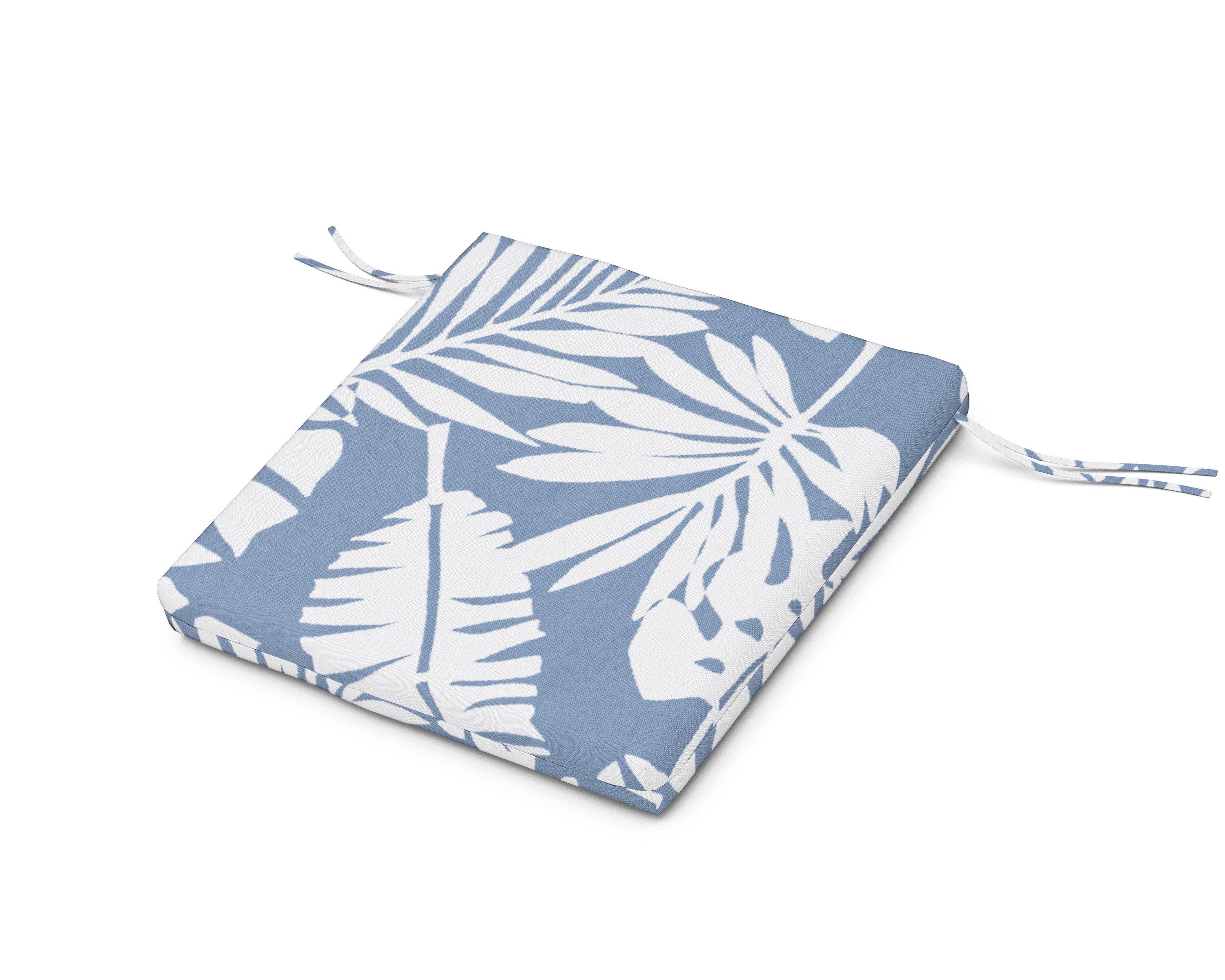 Seat Cushion - 20"D x 20"W x 2.5"H in Leaf Sky Blue