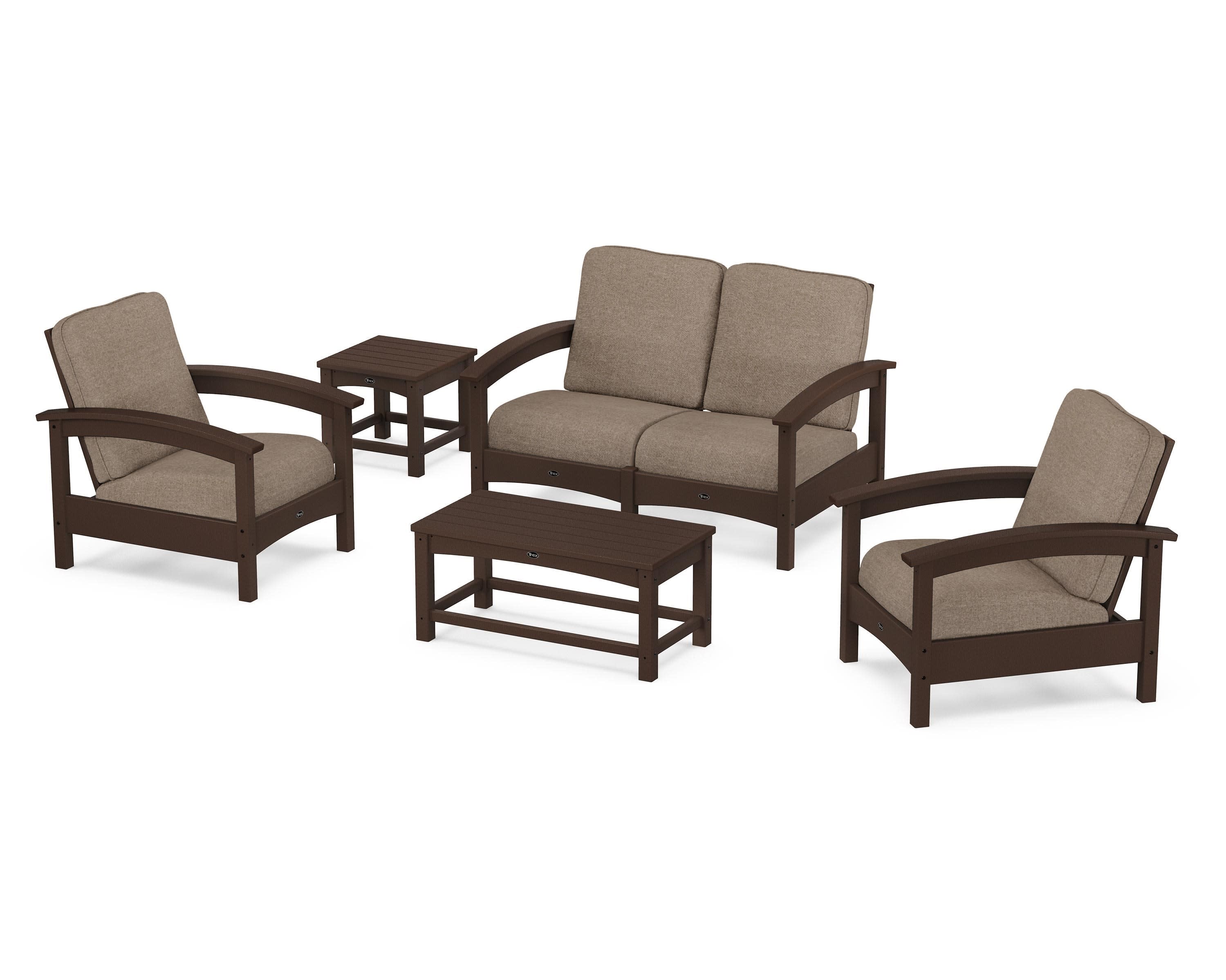 Rockport Club 6-Piece Deep Seating Conversation Set in Vintage Lantern / Spiced Burlap