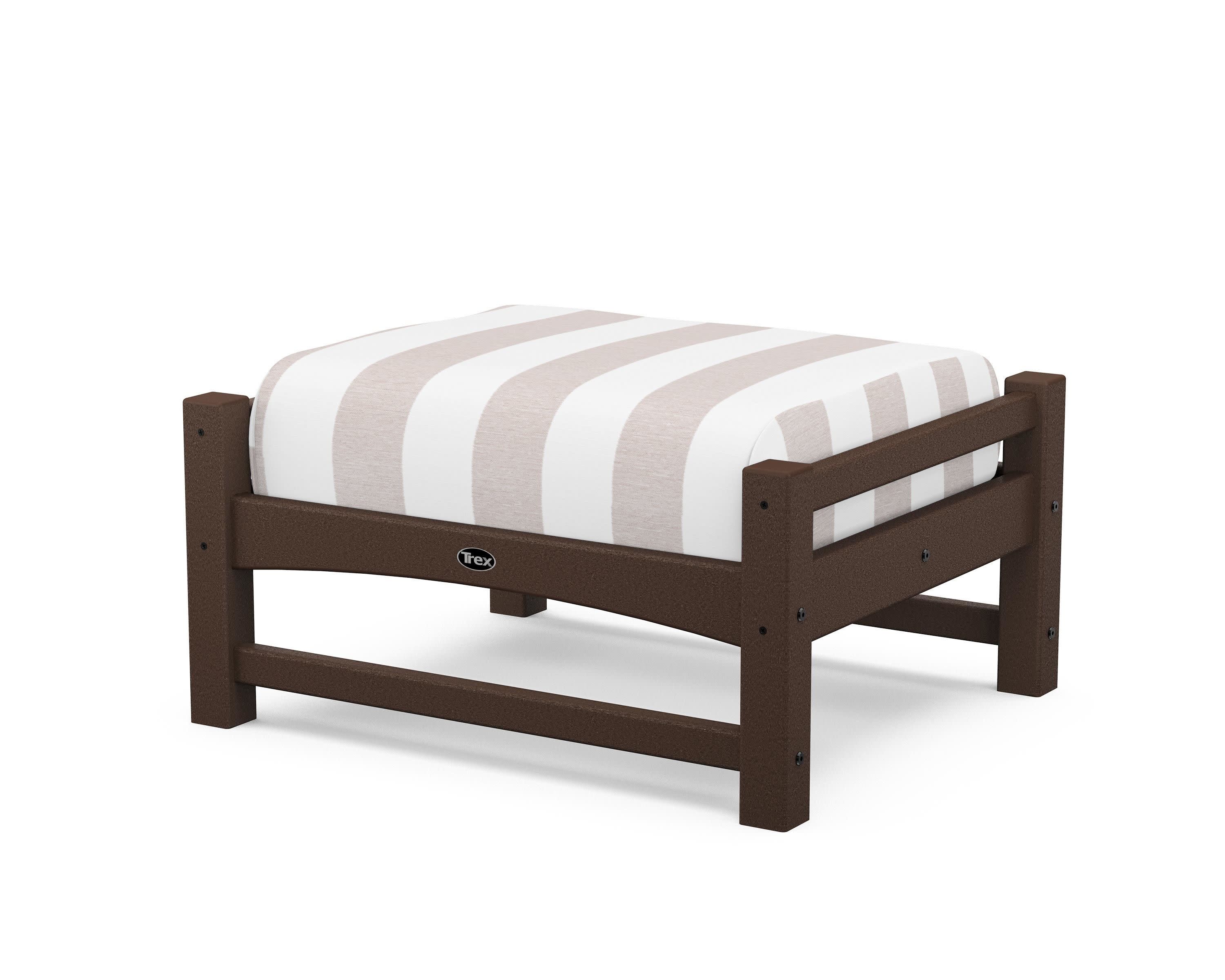 Rockport Club Ottoman in Vintage Lantern / Cabana Stripe Dune Burlap