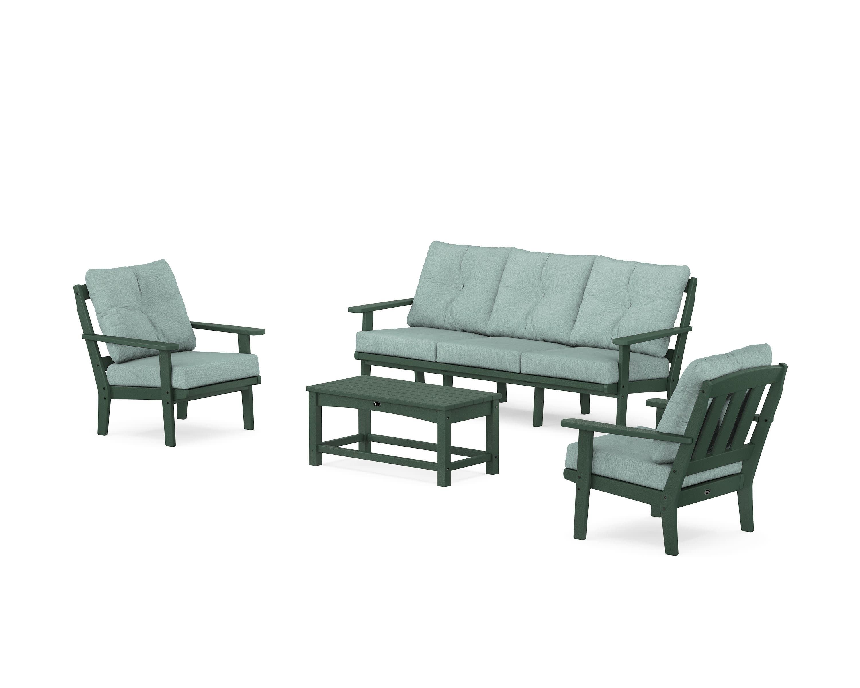 Cape Cod 4-Piece Deep Seating Set with Sofa in Rainforest Canopy / Glacier Spa