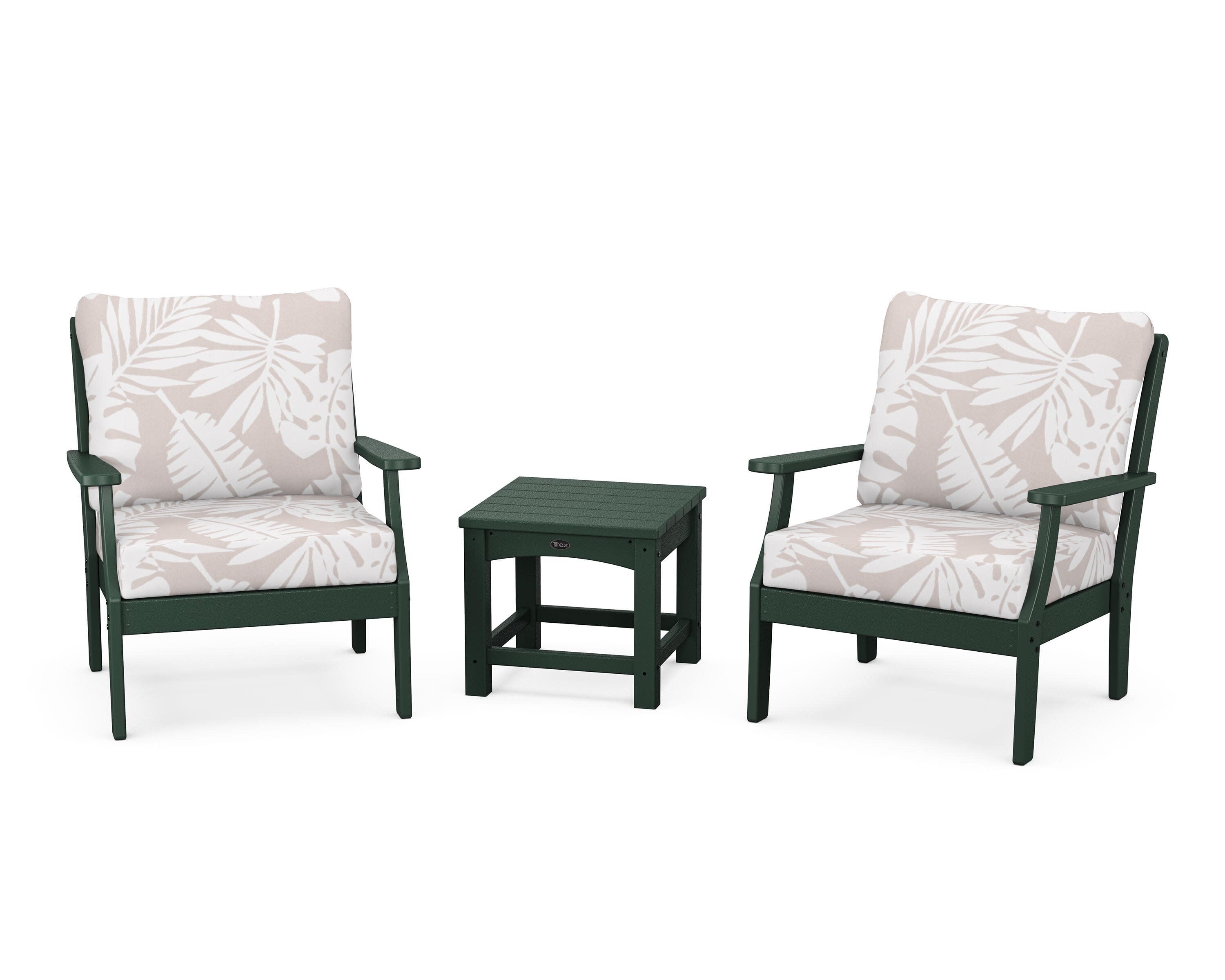 Yacht Club 3-Piece Deep Seating Set in Rainforest Canopy / Leaf Dune Burlap