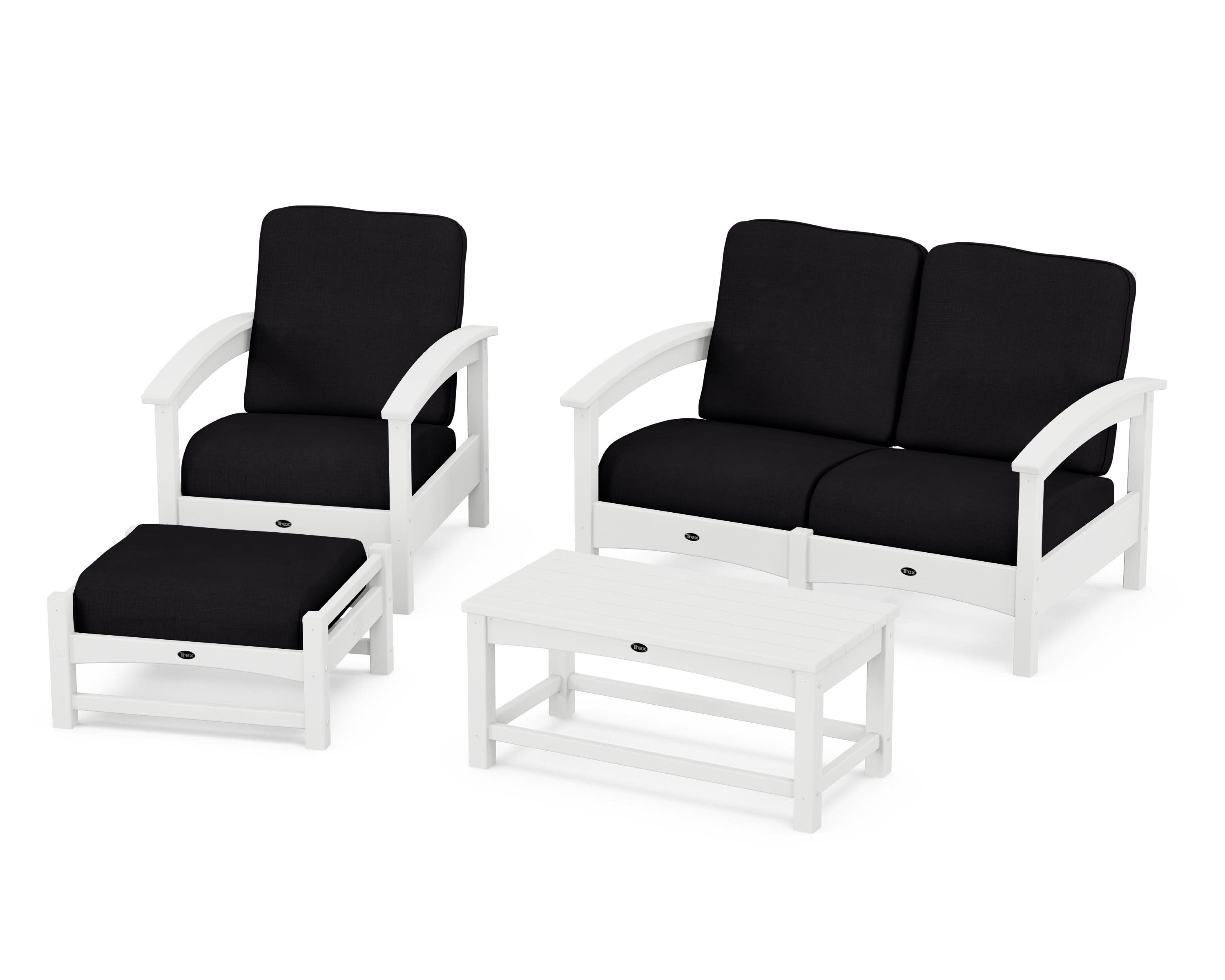 Rockport 4-Piece Deep Seating Conversation Group in Classic White / Midnight Linen