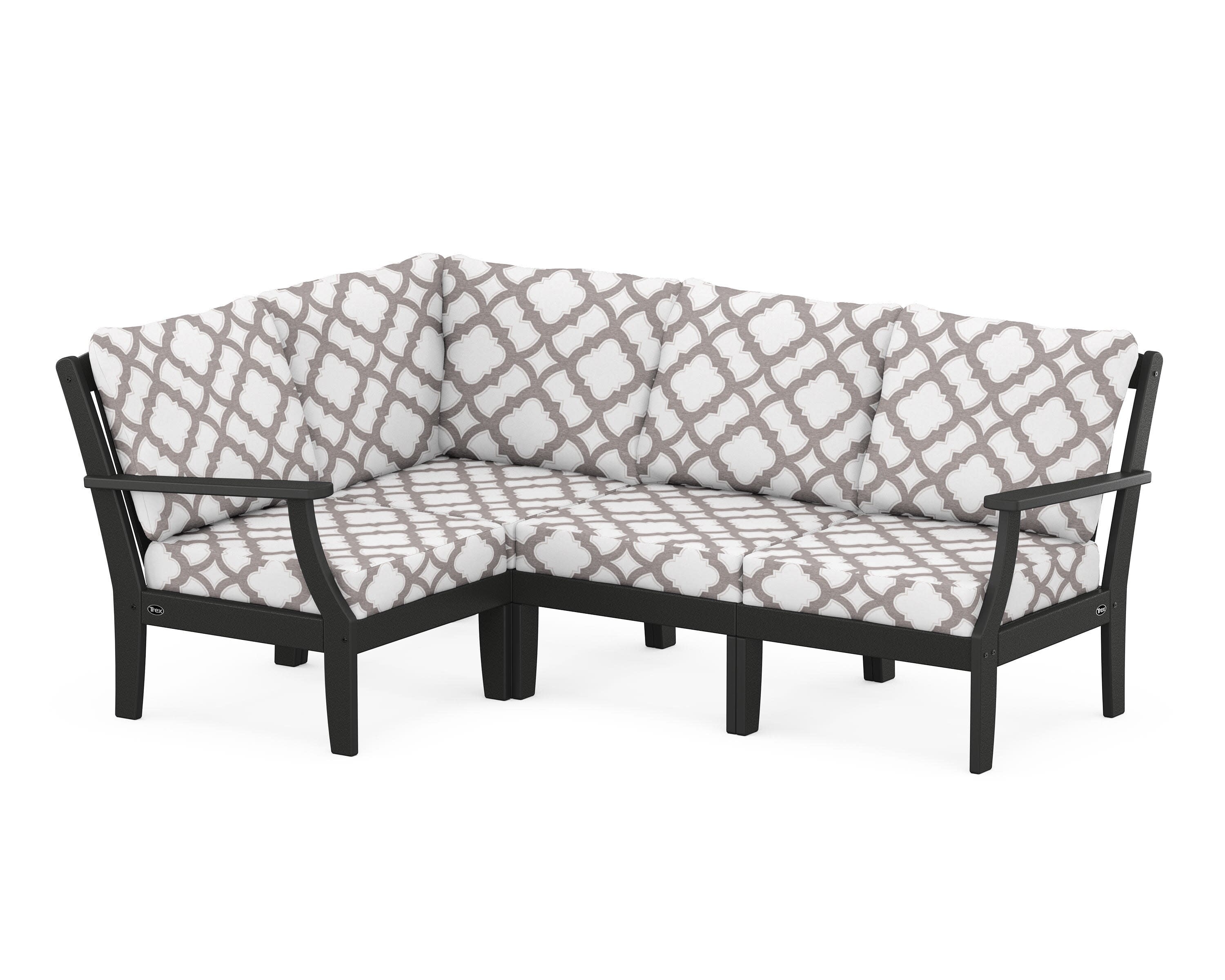 Yacht Club Modular 4-Piece Deep Seating Set in Charcoal Black / Trellis Grey Mist