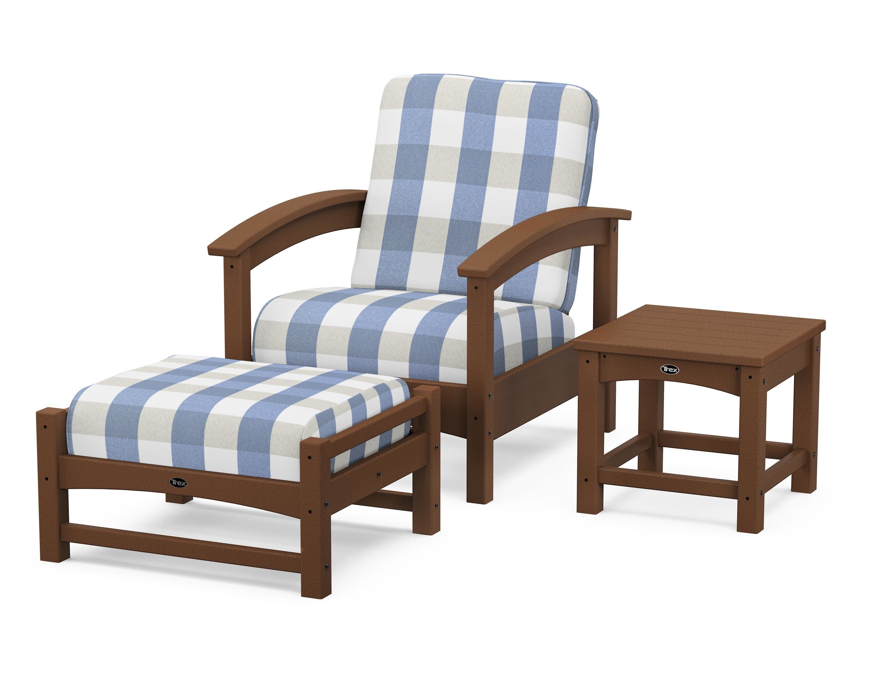 Rockport 3-Piece Deep Seating Set in Tree House / Buffalo Plaid Sky Blue