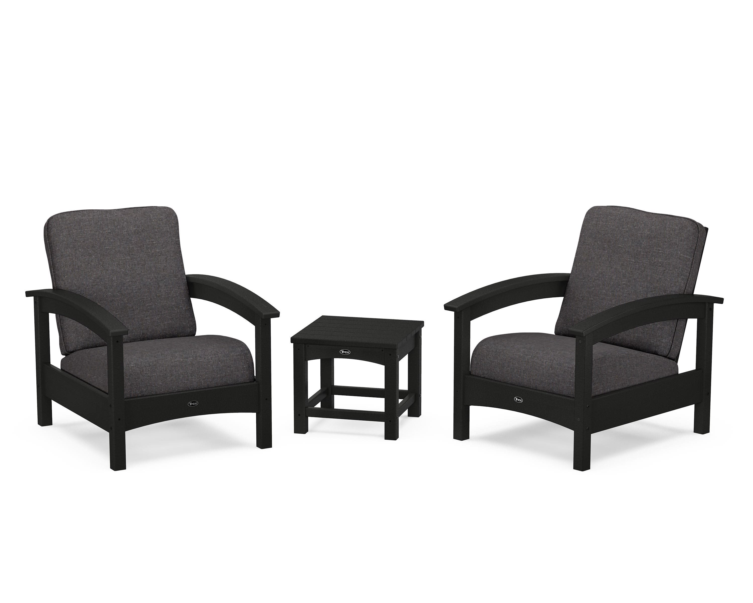 Rockport Club 3-Piece Deep Seating Conversation Set in Charcoal Black / Ash Charcoal