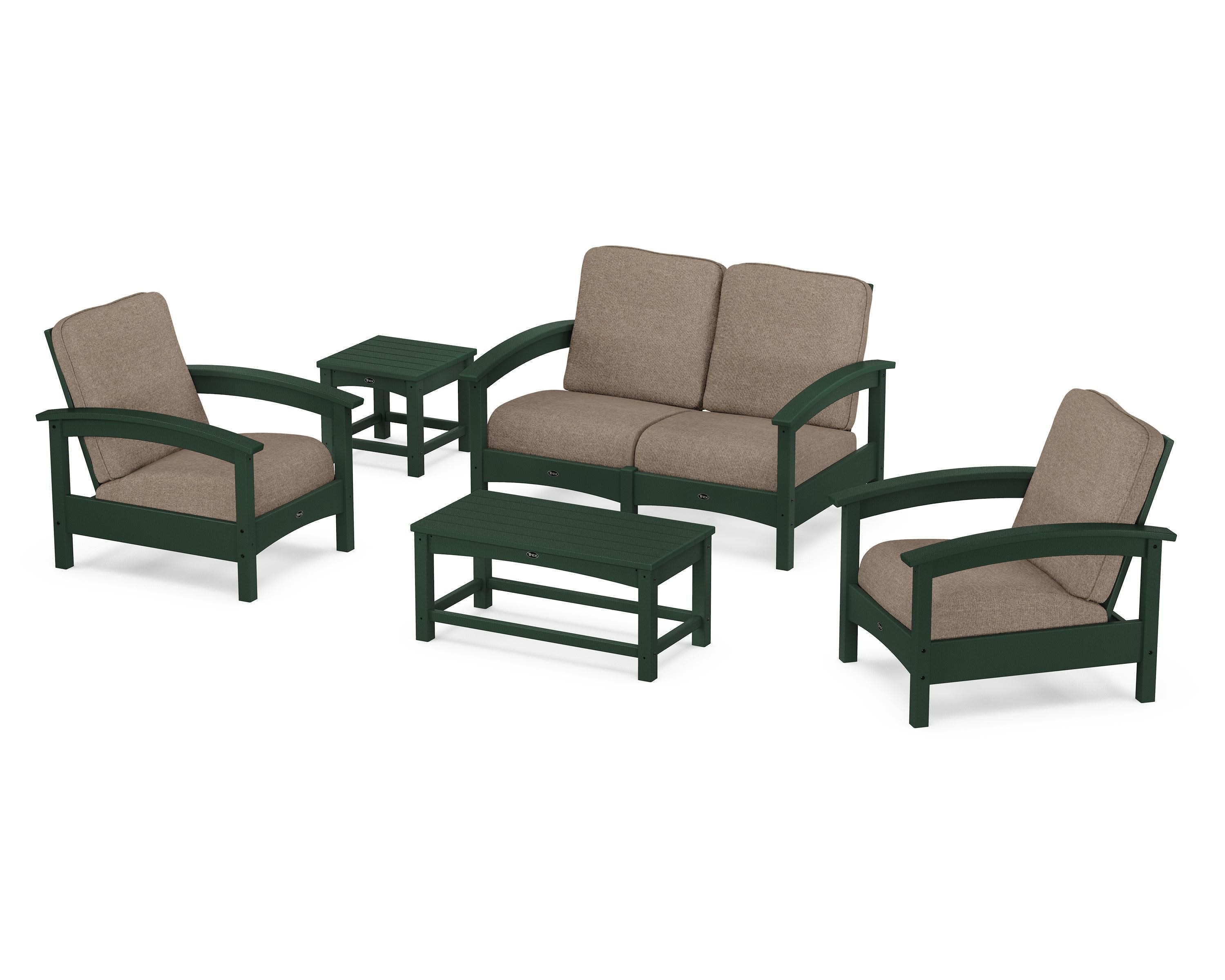 Rockport Club 6-Piece Deep Seating Conversation Set in Rainforest Canopy / Spiced Burlap